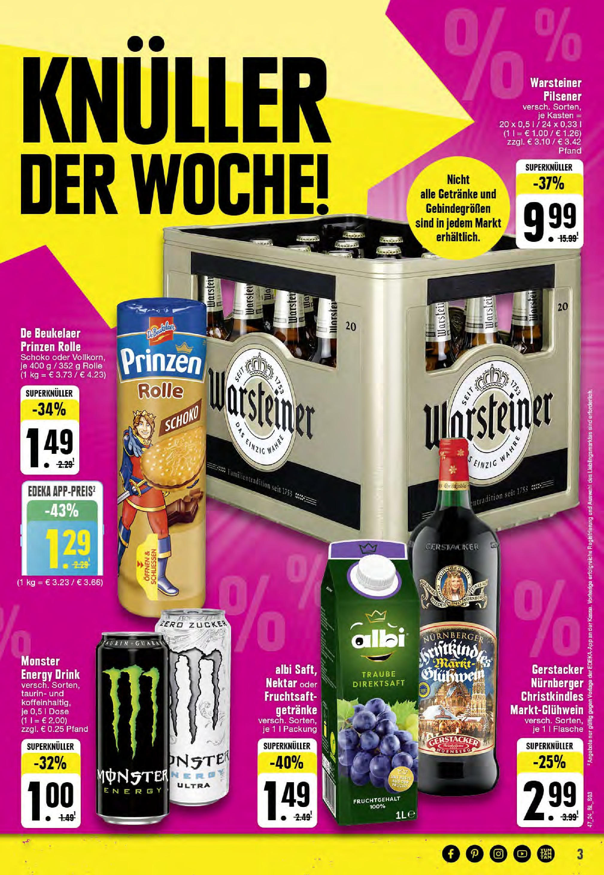 Edeka - EDEKA: Wochenangebote (ab 17.11.2024) » Angebote Online | Seite: 3 | Produkte: Energy, Monster, Warsteiner, Fruchtsaft