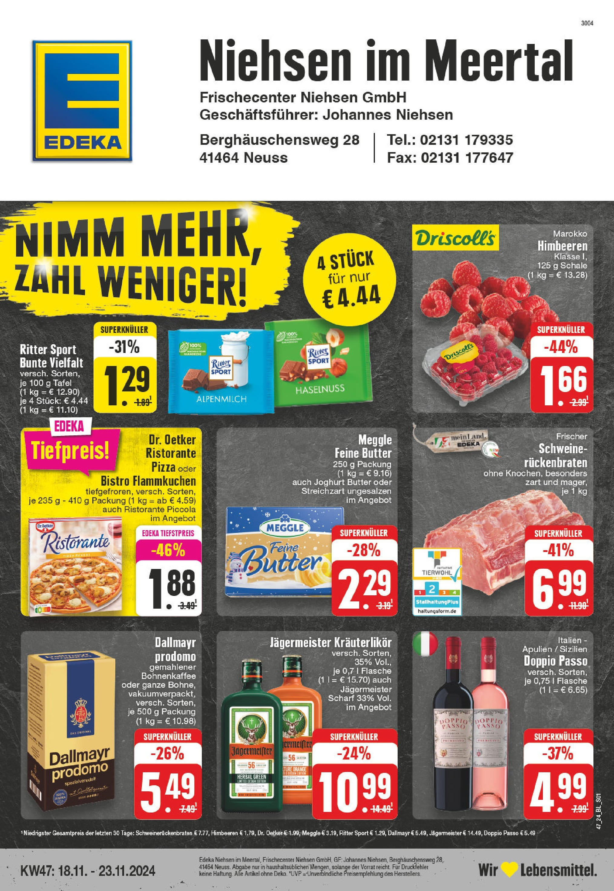 Edeka - EDEKA: Wochenangebote (ab 17.11.2024) » Angebote Online | Seite: 1 | Produkte: Himbeeren, Ristorante, Butter, Pizza