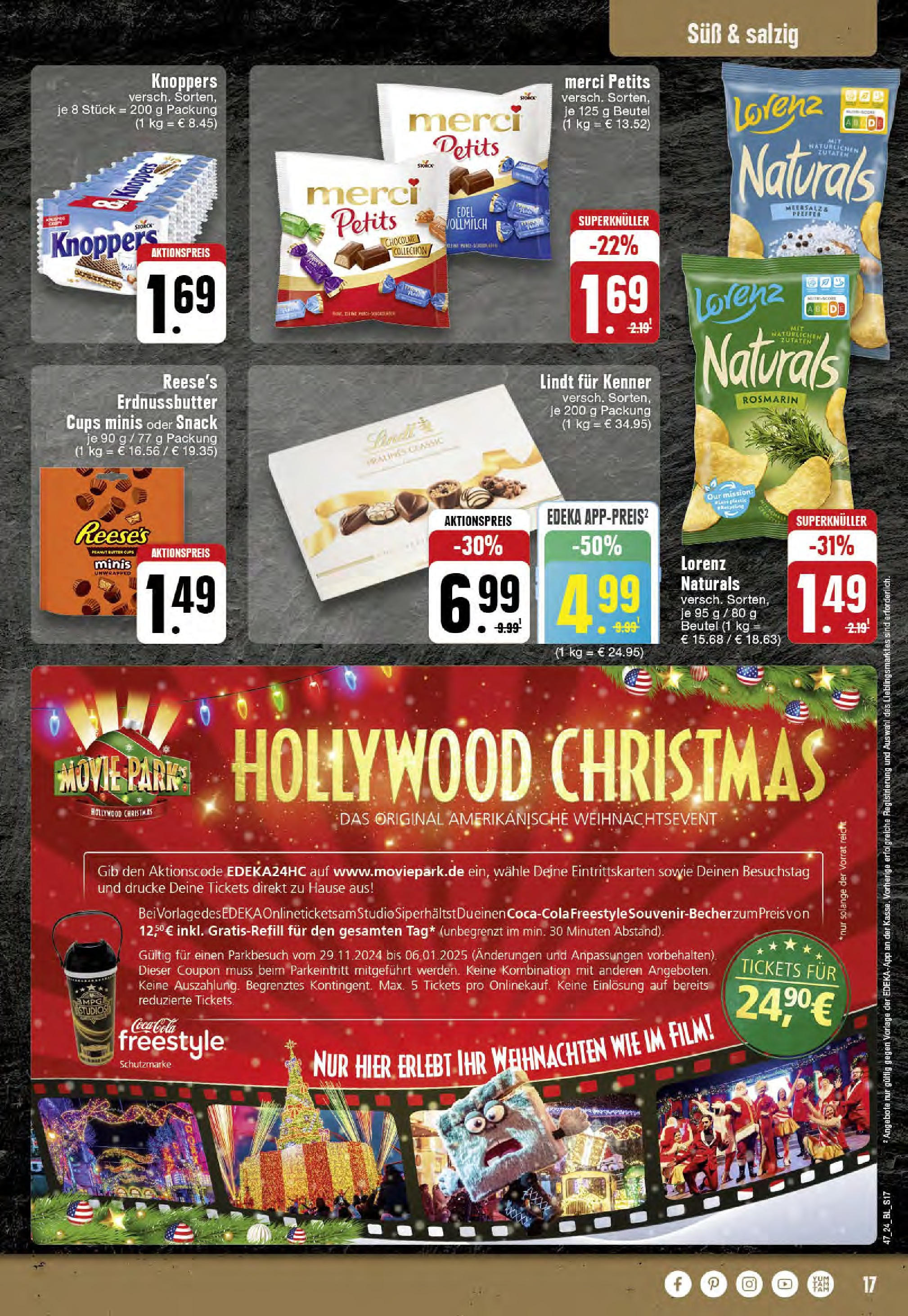 Edeka - EDEKA: Wochenangebote (ab 17.11.2024) » Angebote Online | Seite: 17 | Produkte: Merci, Butter, Knoppers, Lindt