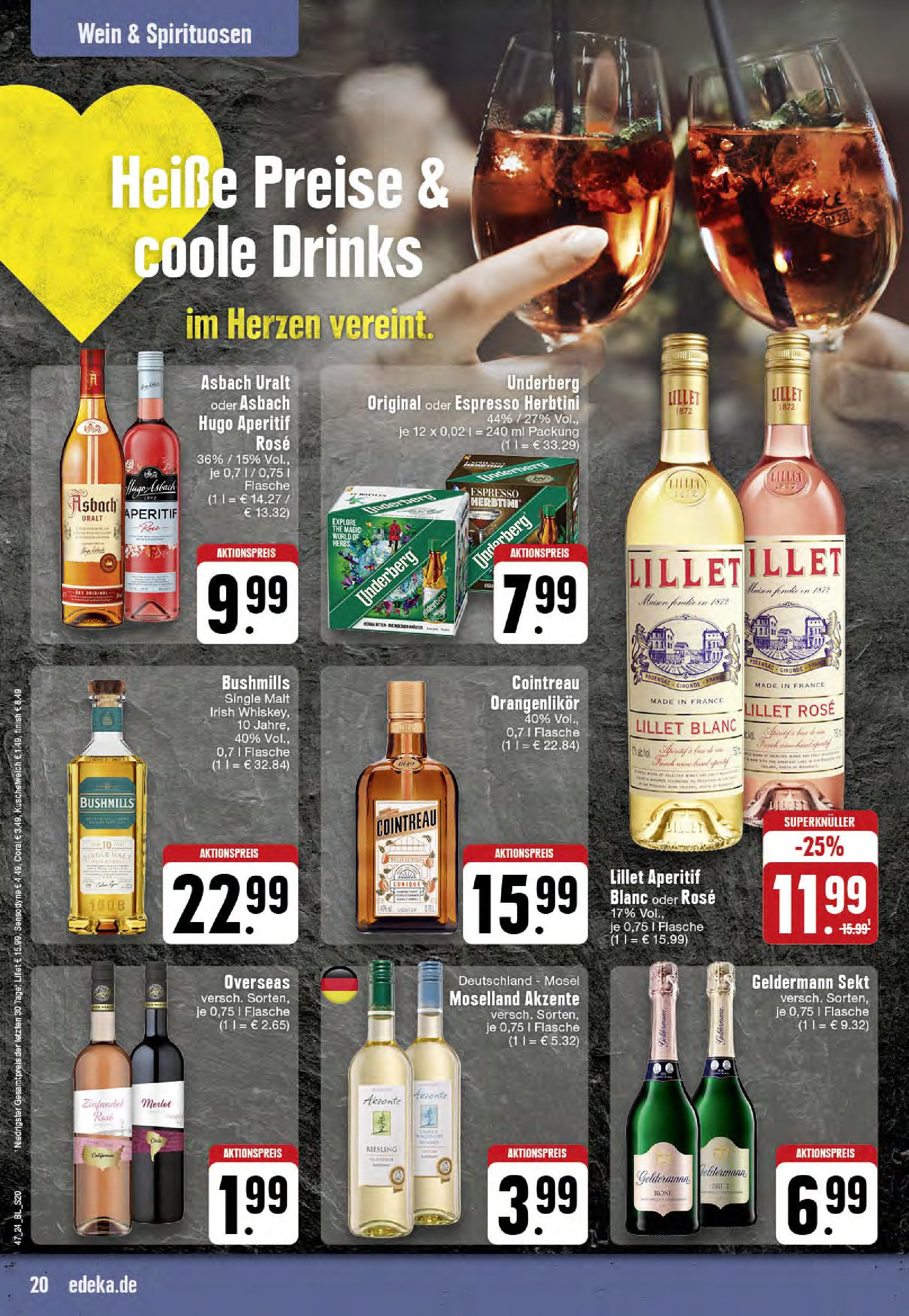 Edeka - EDEKA: Wochenangebote (ab 17.11.2024) » Angebote Online | Seite: 20 | Produkte: Sekt, Finish, Hugo, Underberg