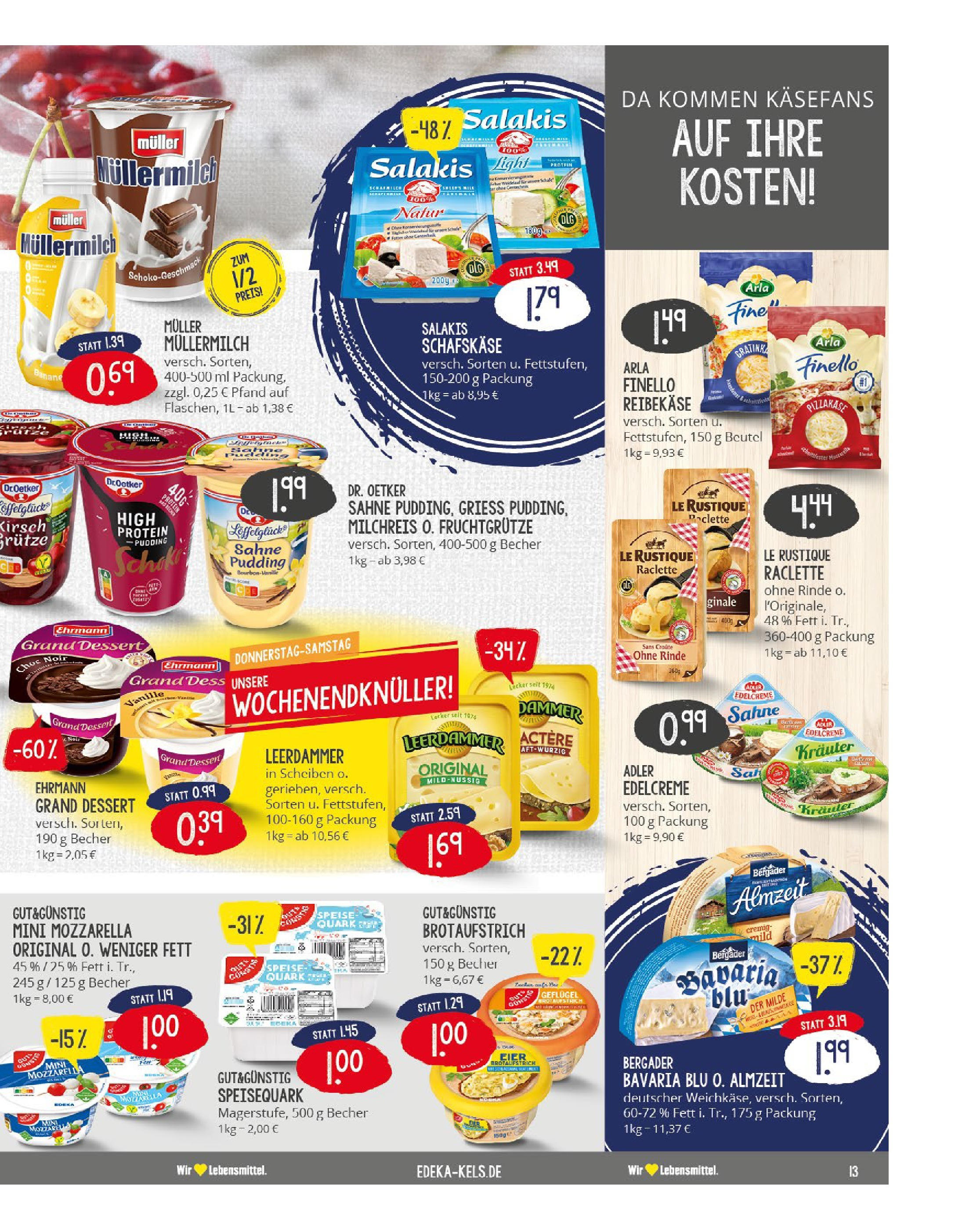 Edeka - EDEKA: Wochenangebote (ab 17.11.2024) » Angebote Online | Seite: 13 | Produkte: Leerdammer, Müllermilch, Reibekase, Speisequark