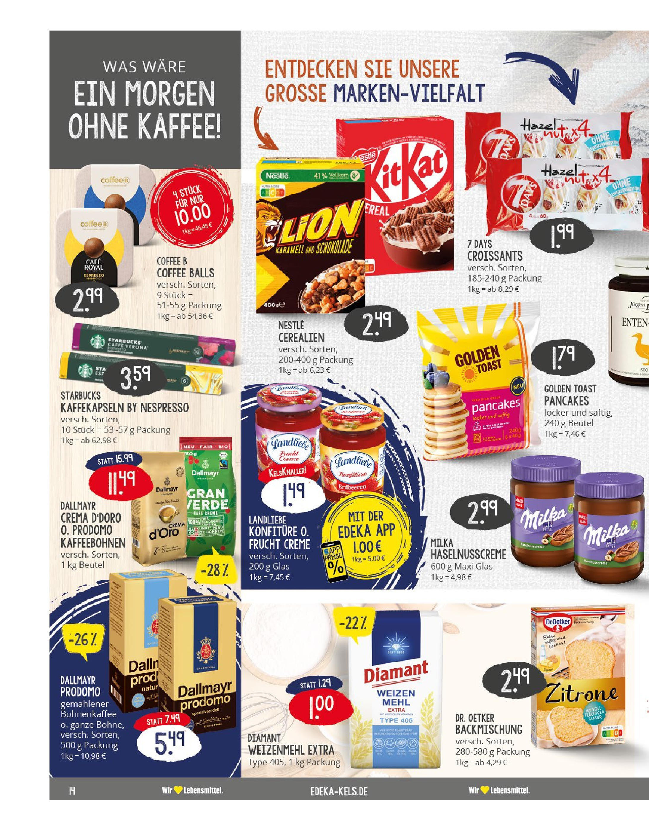 Edeka - EDEKA: Wochenangebote (ab 17.11.2024) » Angebote Online | Seite: 14 | Produkte: Schokolade, Starbucks, Weizenmehl, Creme