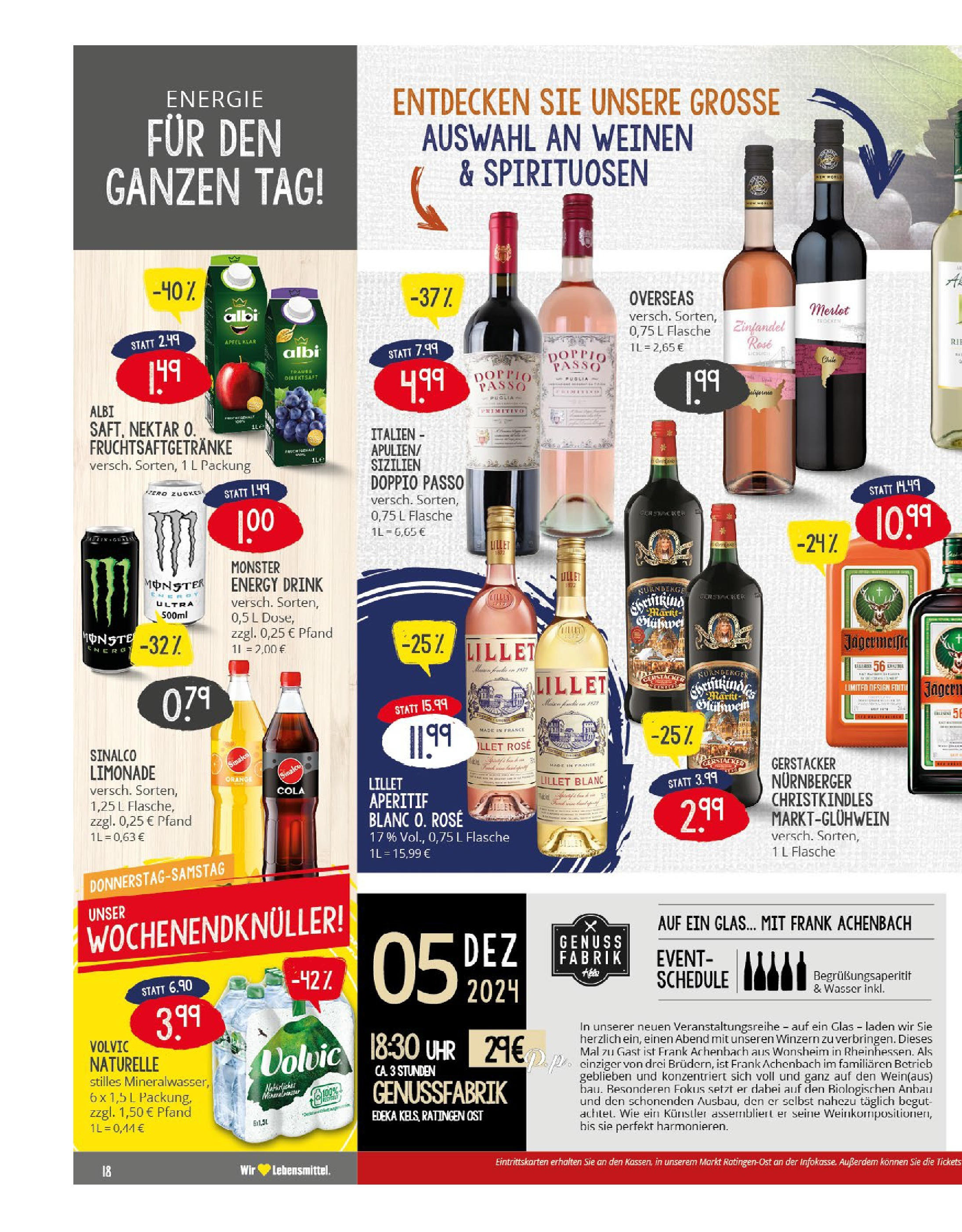 Edeka - EDEKA: Wochenangebote (ab 17.11.2024) » Angebote Online | Seite: 18 | Produkte: Merlot, Äpfel, Zucker, Volvic