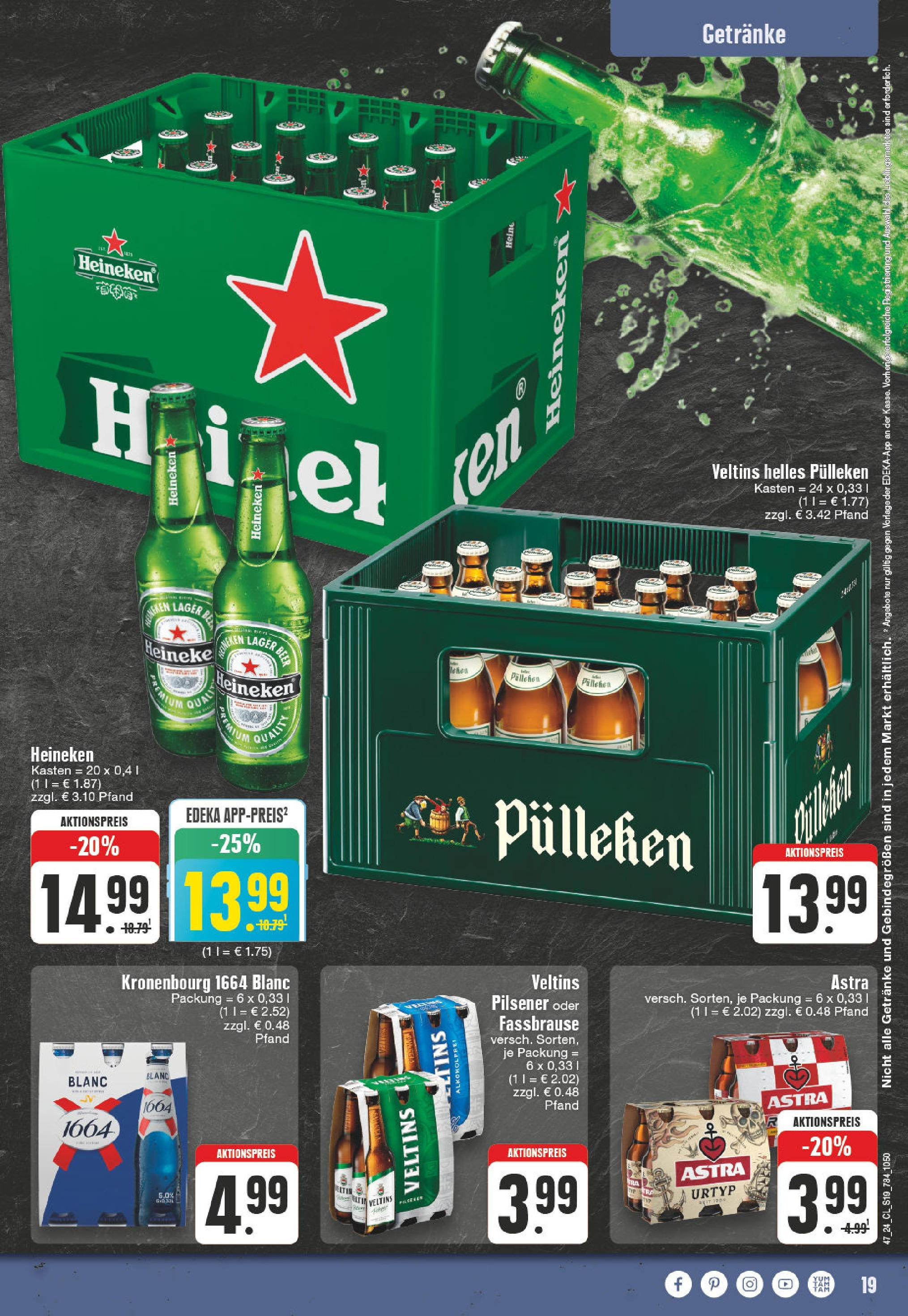 Edeka - EDEKA: Wochenangebote (ab 17.11.2024) » Angebote Online | Seite: 19 | Produkte: Helles pulleken, Pane, Fassbrause, Veltins