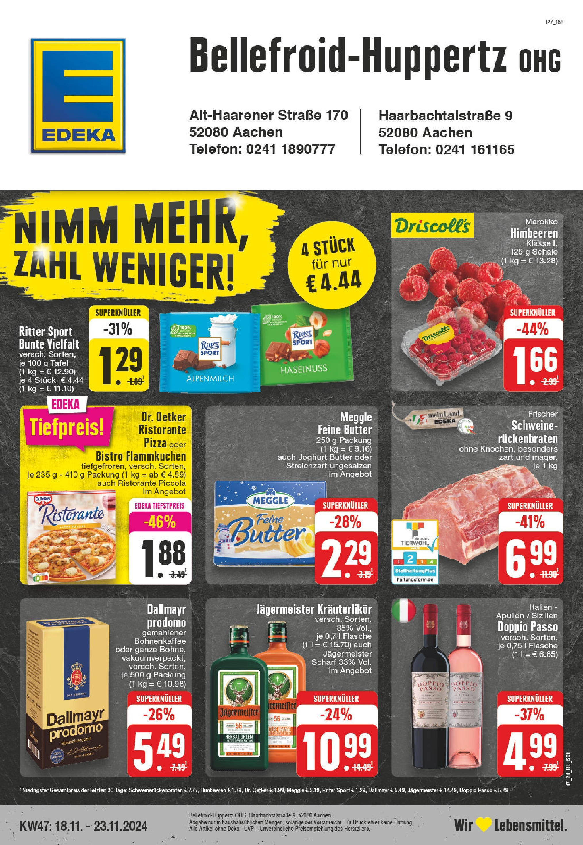 Edeka - EDEKA: Wochenangebote (ab 17.11.2024) » Angebote Online | Seite: 1 | Produkte: Ristorante, Ritter sport, Dallmayr, Jägermeister