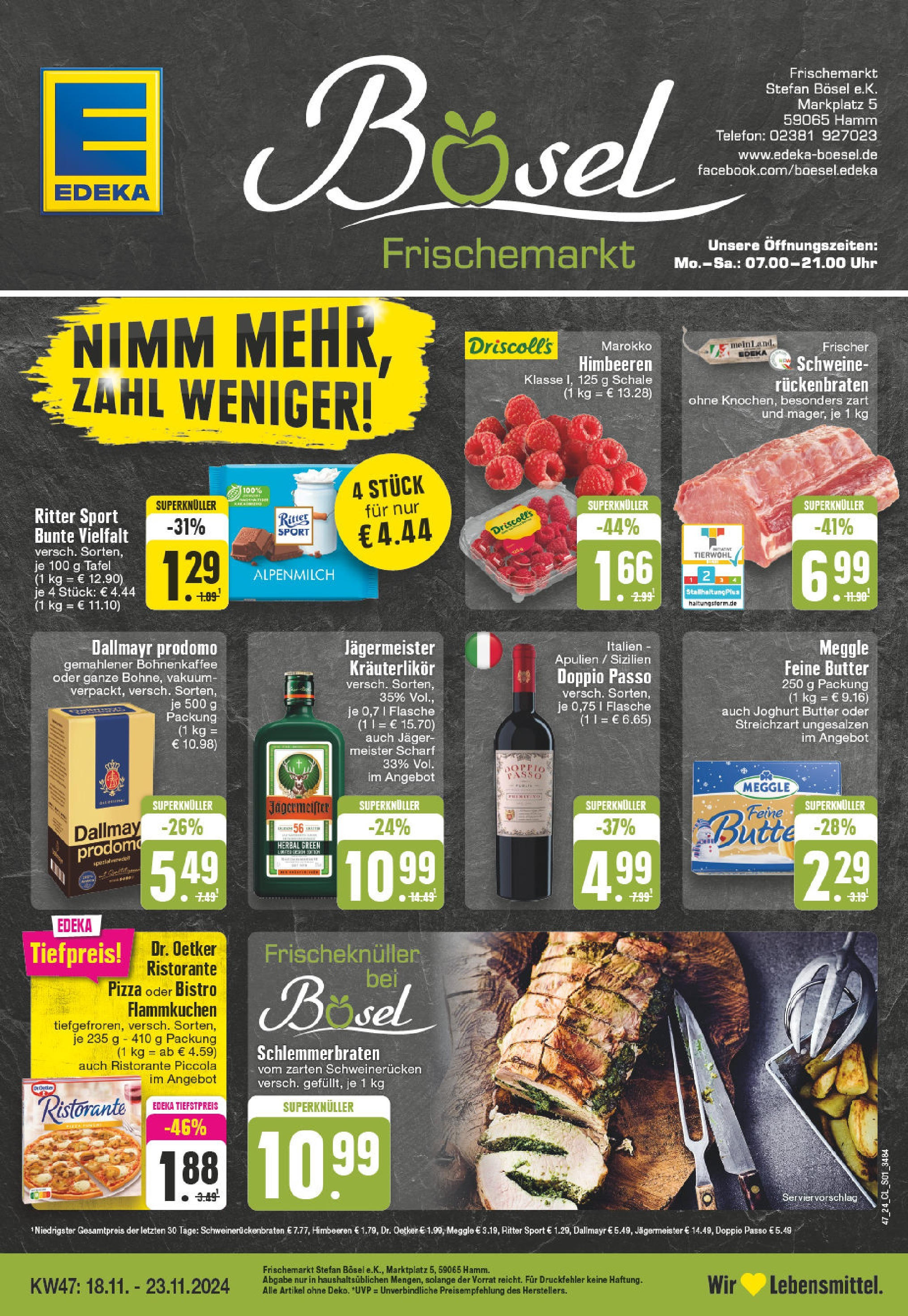 Edeka - EDEKA: Wochenangebote (ab 17.11.2024) » Angebote Online | Seite: 1 | Produkte: Ristorante, Joghurt, Jägermeister, Uhr