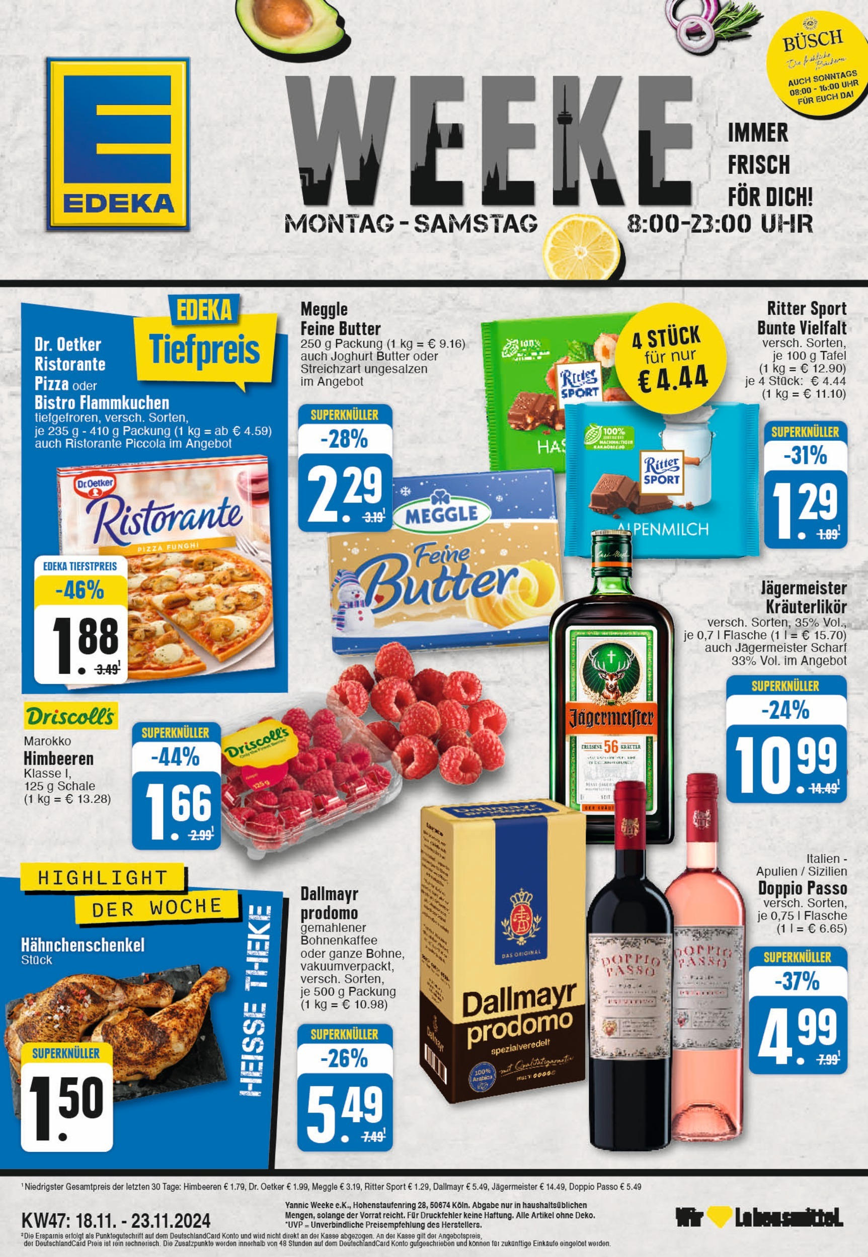 Edeka - EDEKA: Wochenangebote (ab 17.11.2024) » Angebote Online | Seite: 1 | Produkte: Theke, Ritter sport, Dallmayr, Uhr