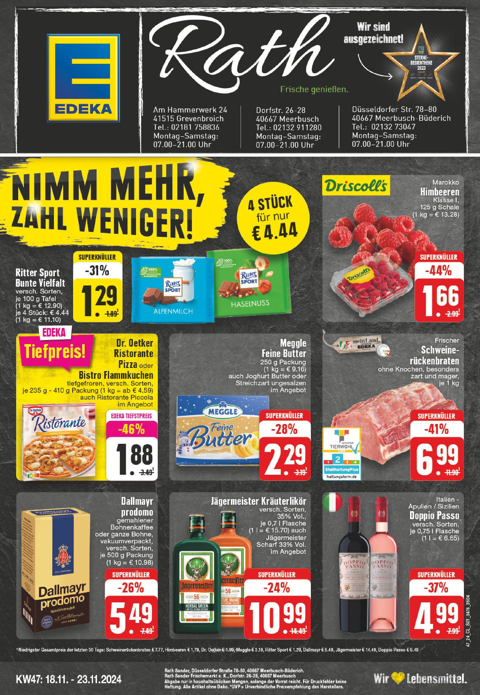 Edeka - EDEKA: Wochenangebote (ab 17.11.2024) » Angebote Online | Seite: 1 | Produkte: Himbeeren, Ristorante, Ritter sport, Dallmayr