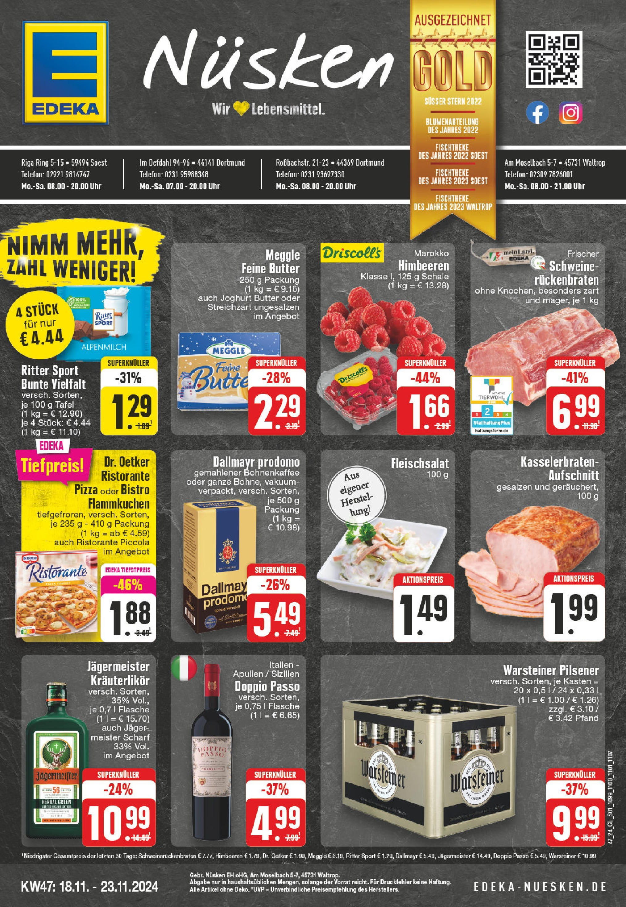 Edeka - EDEKA: Wochenangebote (ab 17.11.2024) » Angebote Online | Seite: 1 | Produkte: Himbeeren, Warsteiner, Pizza, Uhr