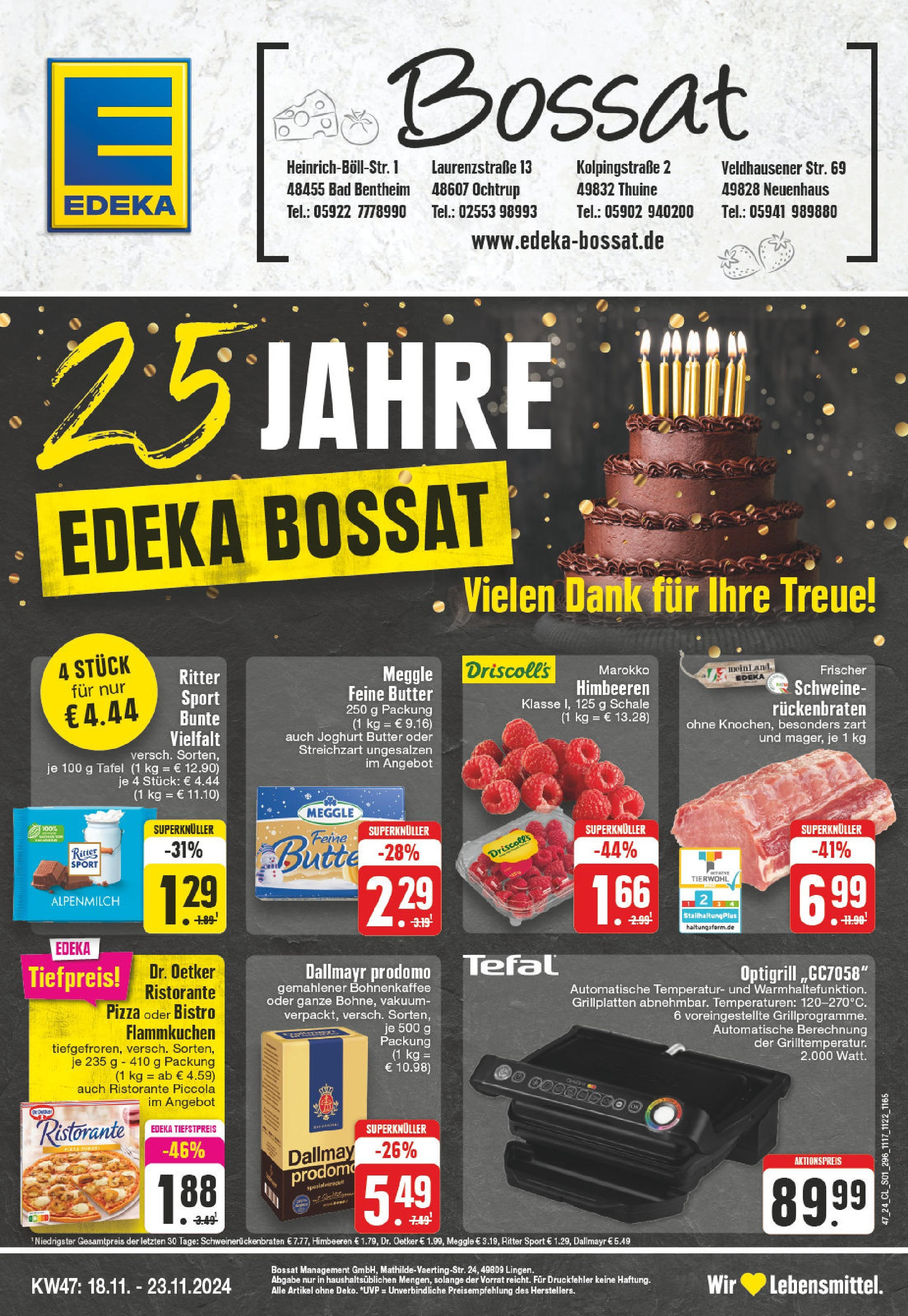 Edeka - EDEKA: Wochenangebote (ab 17.11.2024) » Angebote Online | Seite: 1 | Produkte: Himbeeren, Butter, Ritter sport, Dallmayr prodomo