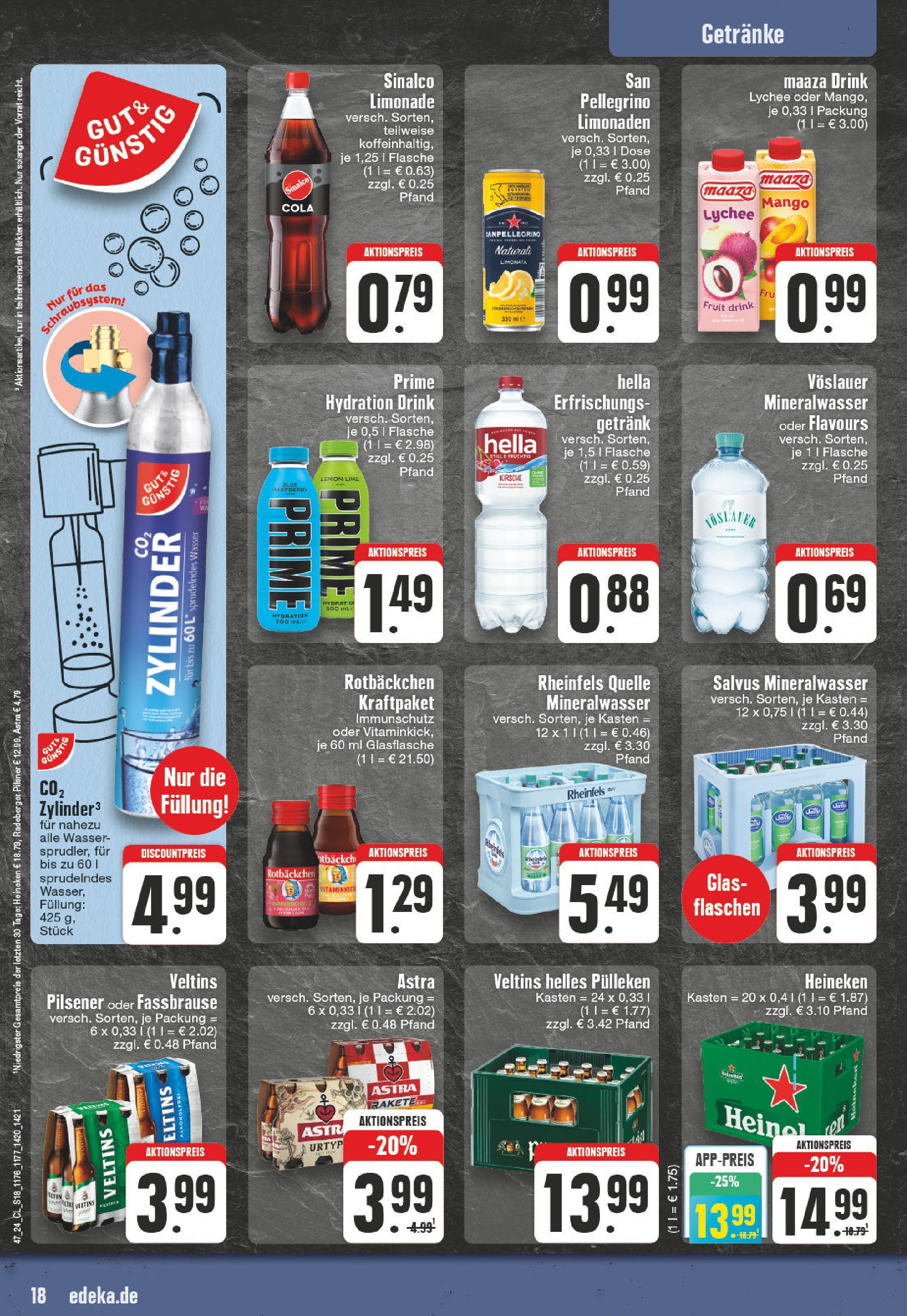 Edeka - EDEKA: Wochenangebote (ab 17.11.2024) » Angebote Online | Seite: 18 | Produkte: Astra, Mineralwasser, Mango, Veltins