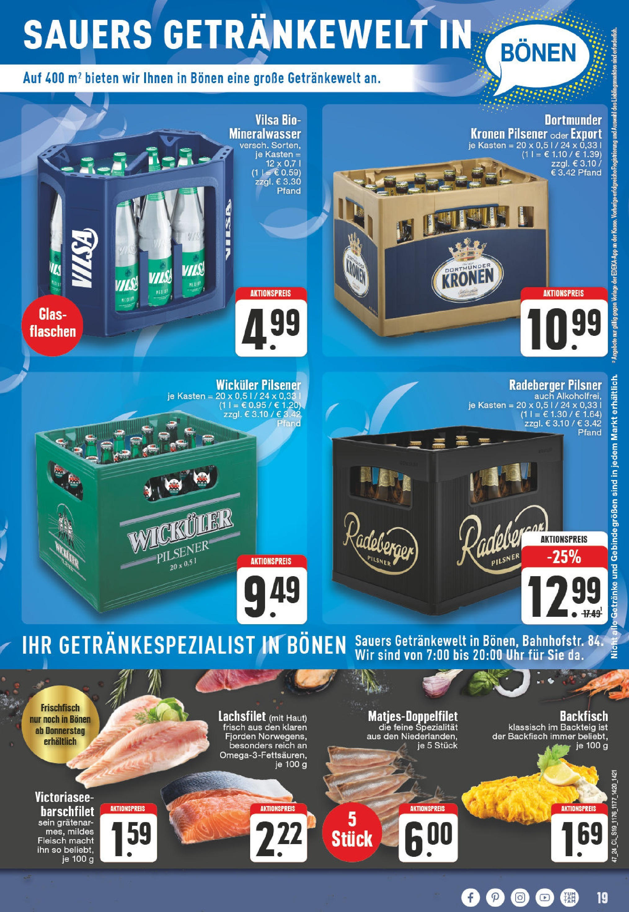 Edeka - EDEKA: Wochenangebote (ab 17.11.2024) » Angebote Online | Seite: 19 | Produkte: Mineralwasser, Fleisch, Radeberger pilsner, Uhr