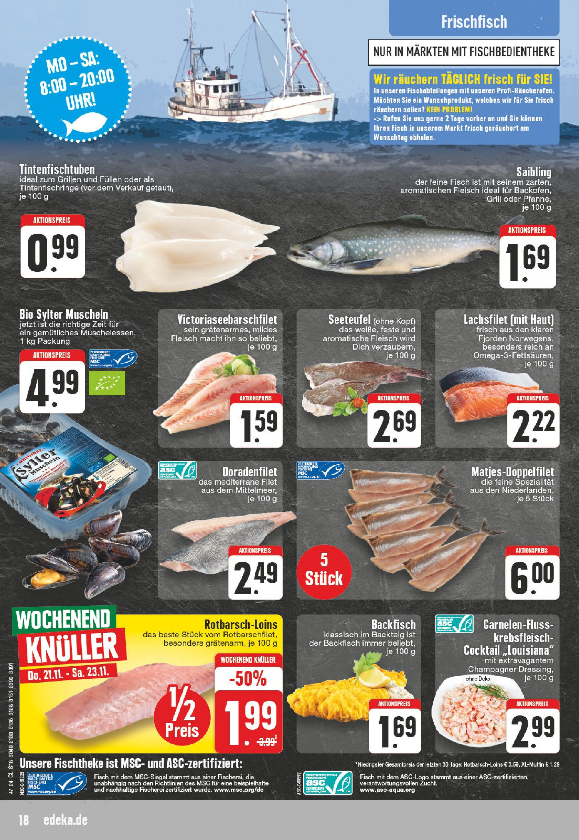 Edeka - EDEKA: Wochenangebote (ab 17.11.2024) » Angebote Online | Seite: 18 | Produkte: Grill, Fisch, Fleisch, Uhr