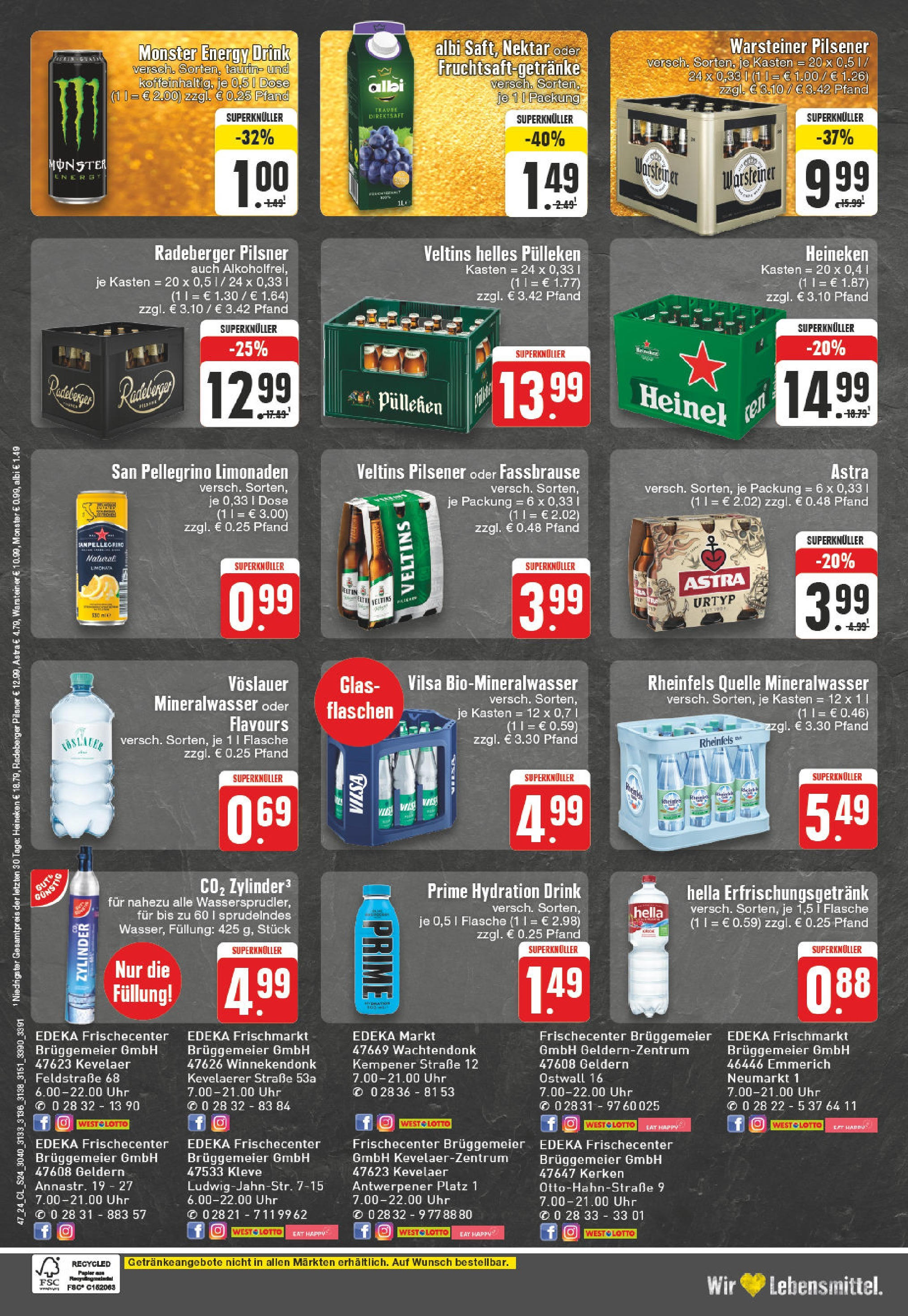 Edeka - EDEKA: Wochenangebote (ab 17.11.2024) » Angebote Online | Seite: 24 | Produkte: Helles pulleken, Mineralwasser, Fassbrause, Radeberger pilsner