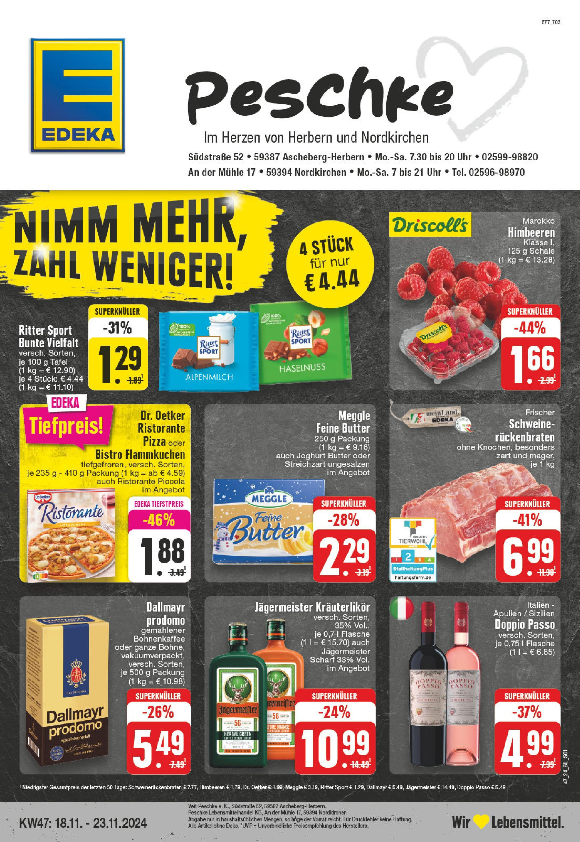 Edeka - EDEKA: Wochenangebote (ab 17.11.2024) » Angebote Online | Seite: 1 | Produkte: Himbeeren, Ritter sport, Pizza, Uhr