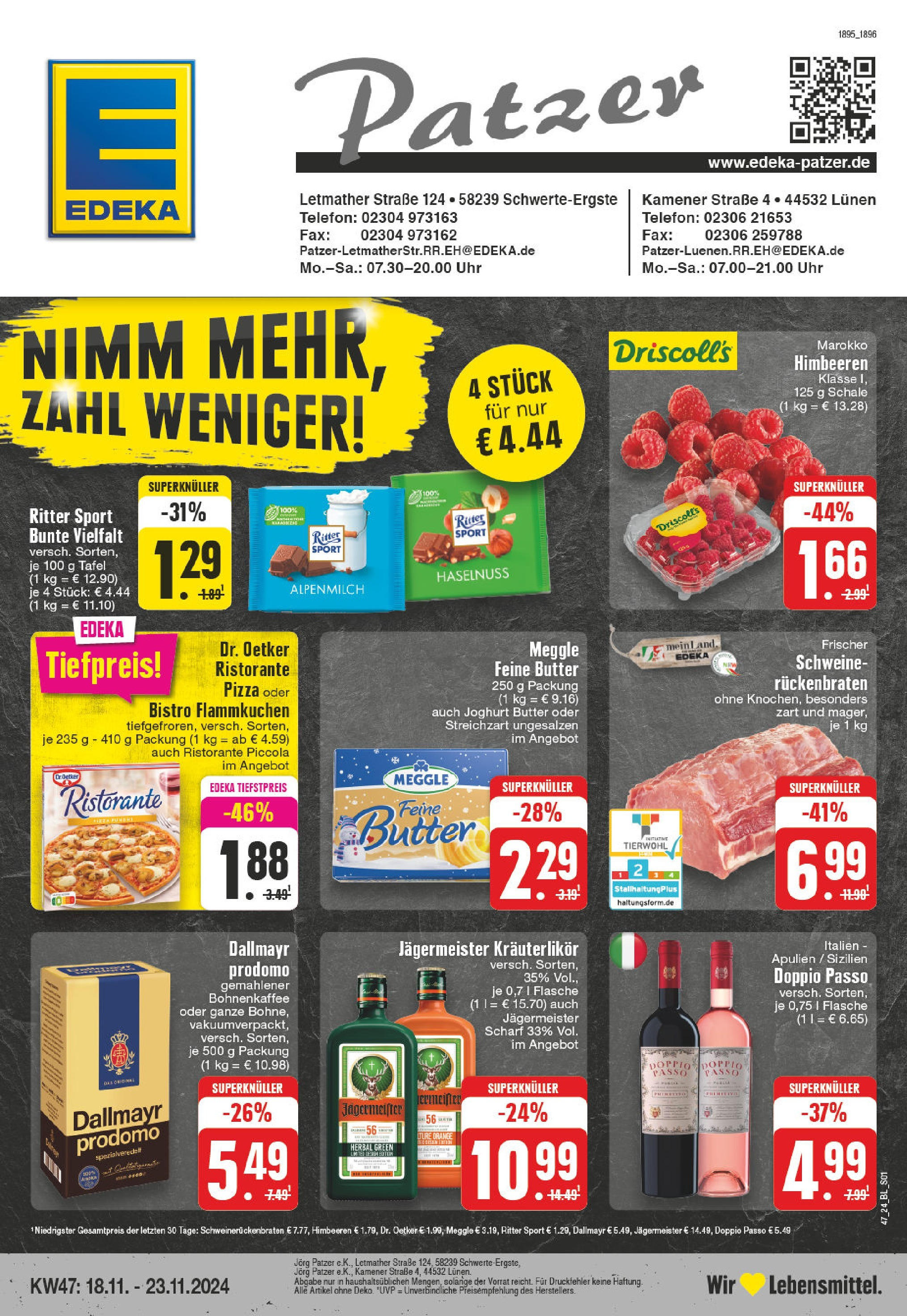 Edeka - EDEKA: Wochenangebote (ab 17.11.2024) » Angebote Online | Seite: 1 | Produkte: Butter, Joghurt, Jägermeister, Pizza