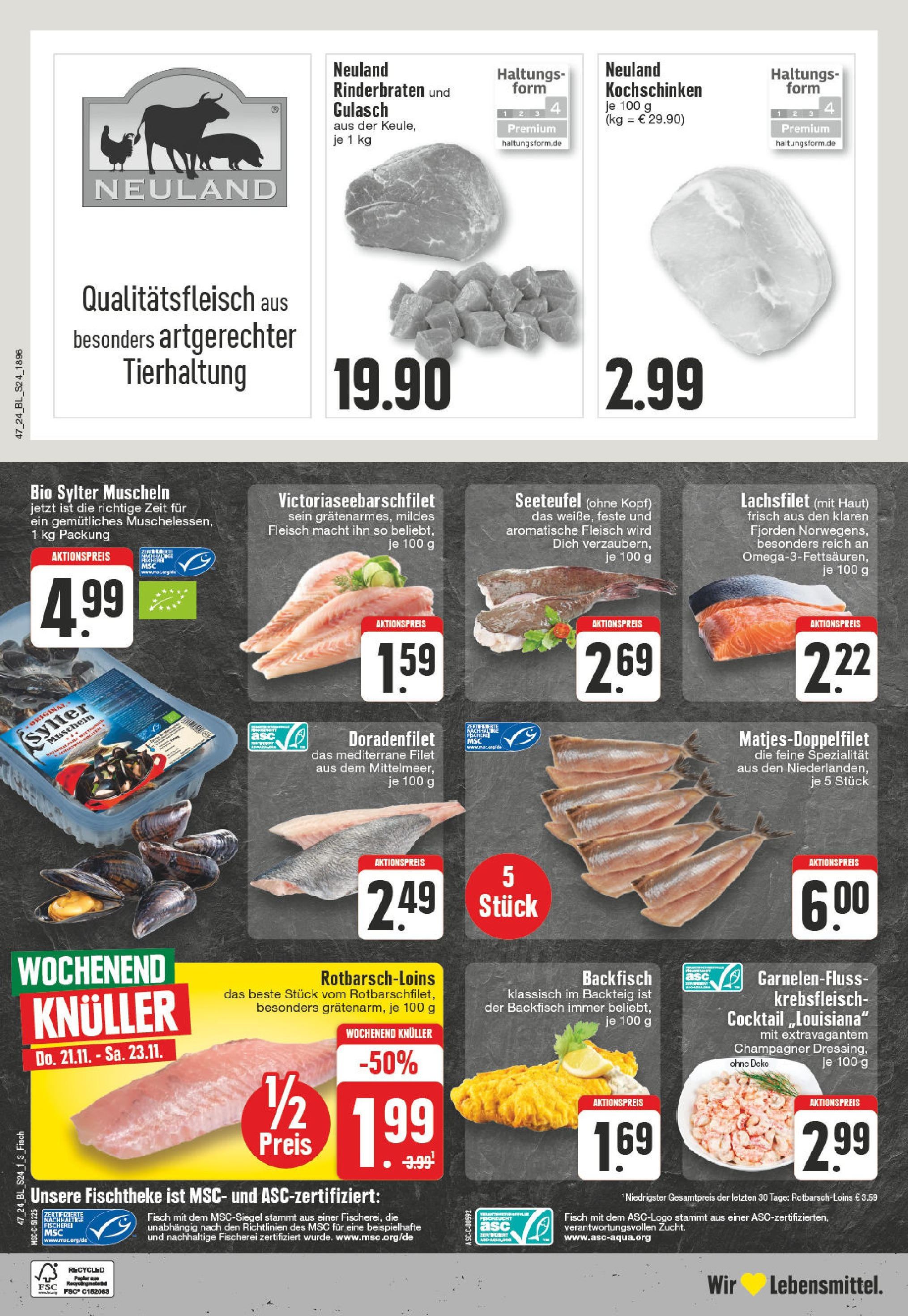 Edeka - EDEKA: Wochenangebote (ab 17.11.2024) » Angebote Online | Seite: 24 | Produkte: Rinderbraten, Fisch, Gulasch, Fleisch