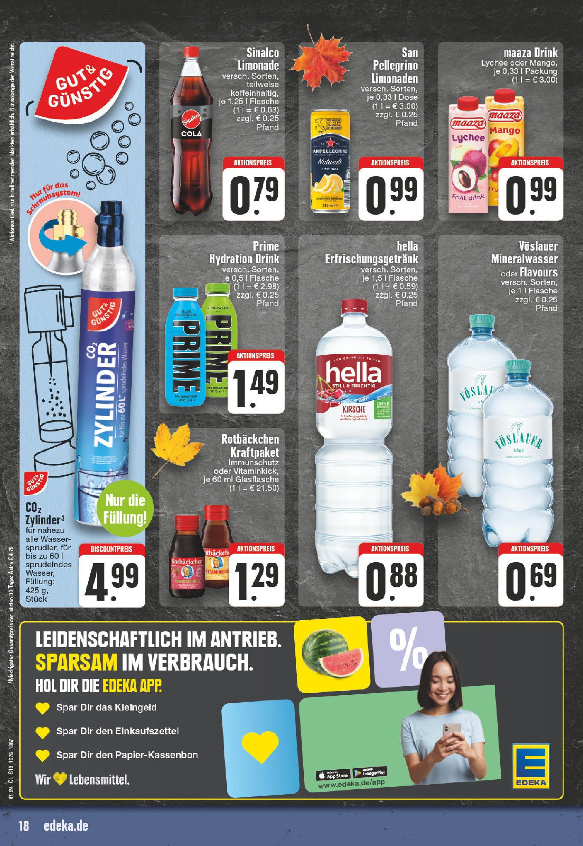 Edeka - EDEKA: Wochenangebote (ab 17.11.2024) » Angebote Online | Seite: 18 | Produkte: Sinalco, Astra, Limonade, Primer