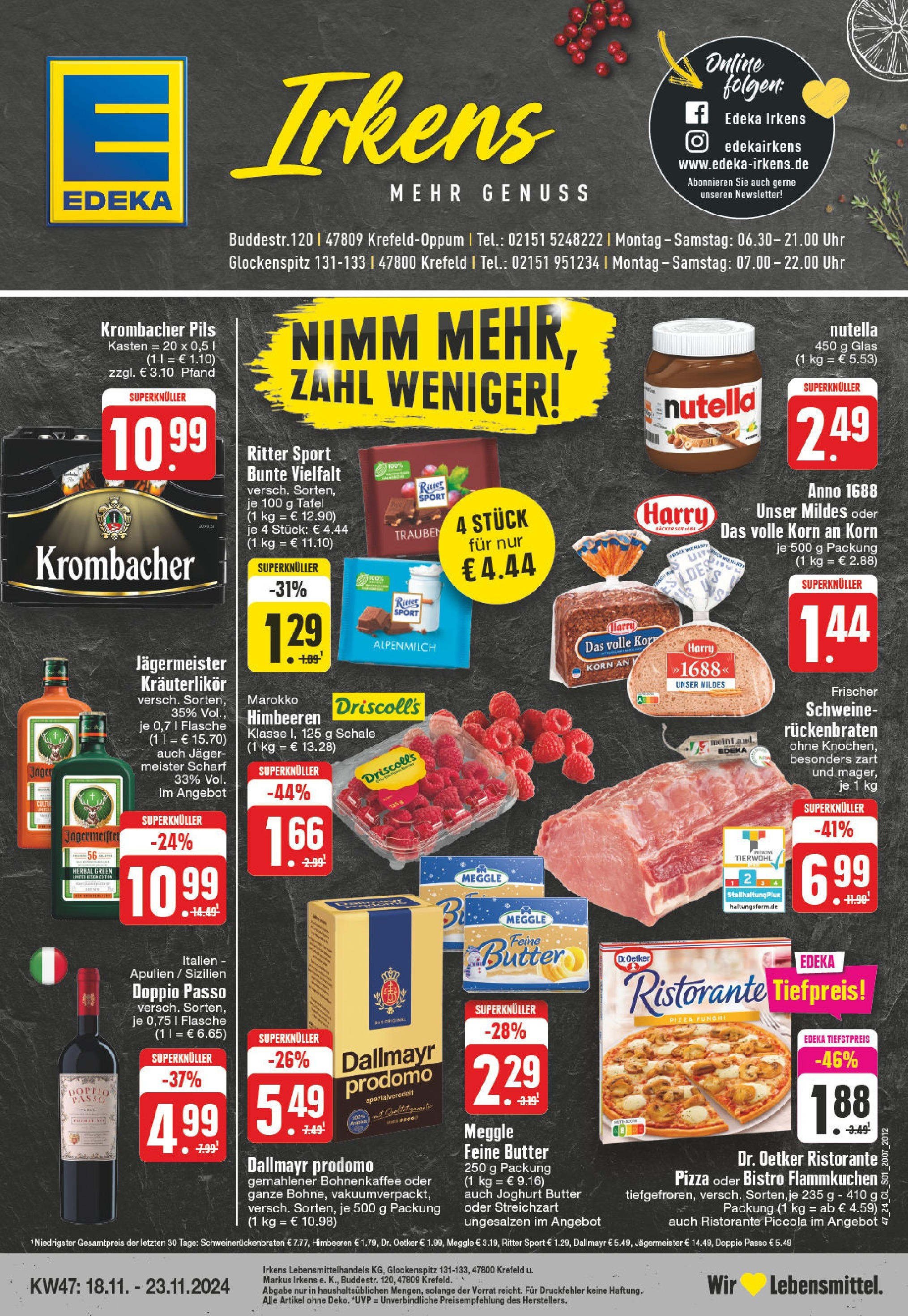 Edeka - EDEKA: Wochenangebote (ab 17.11.2024) » Angebote Online | Seite: 1 | Produkte: Himbeeren, Joghurt, Nutella, Krombacher