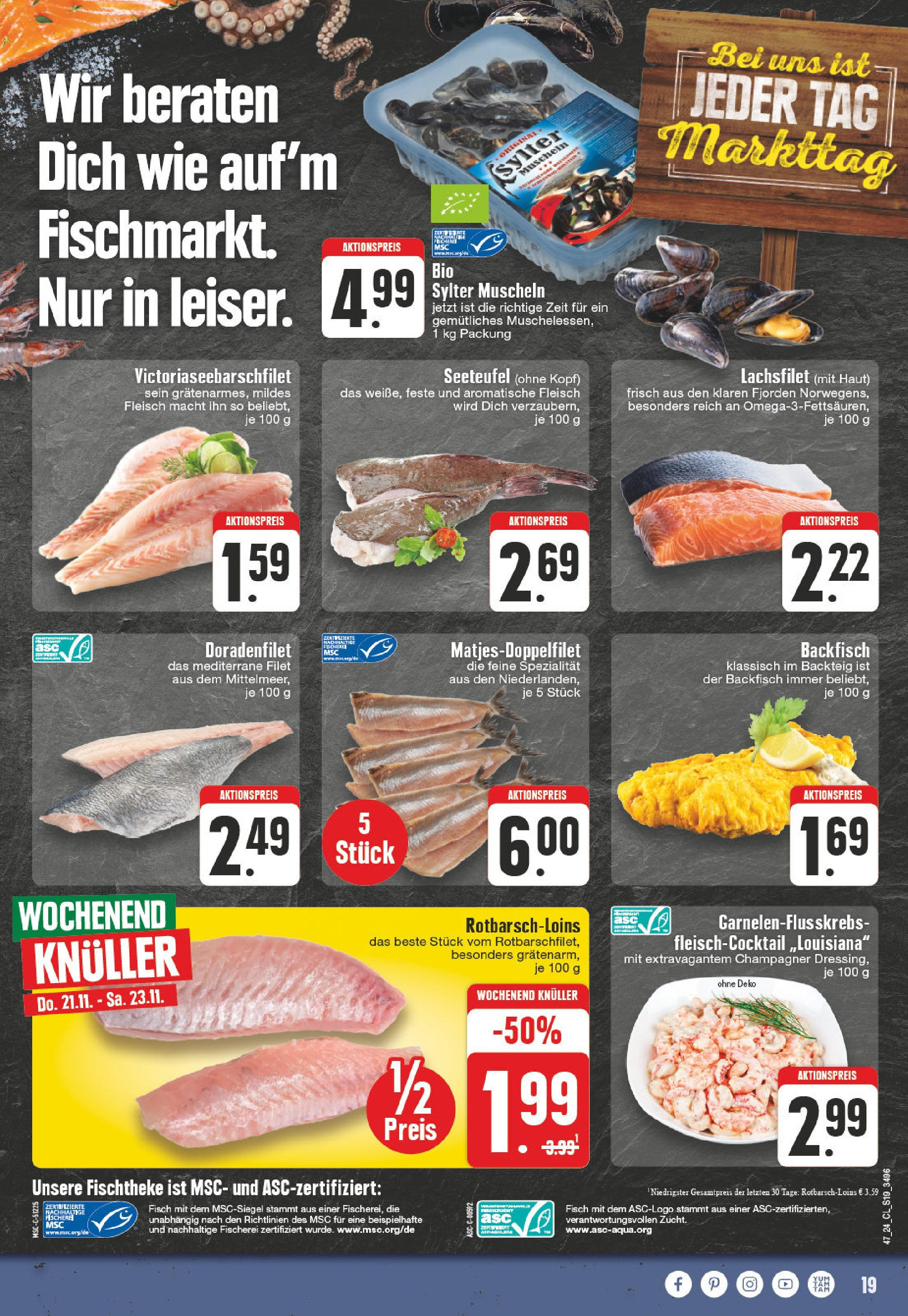 Edeka - EDEKA: Wochenangebote (ab 17.11.2024) » Angebote Online | Seite: 19 | Produkte: Fisch, Fleisch