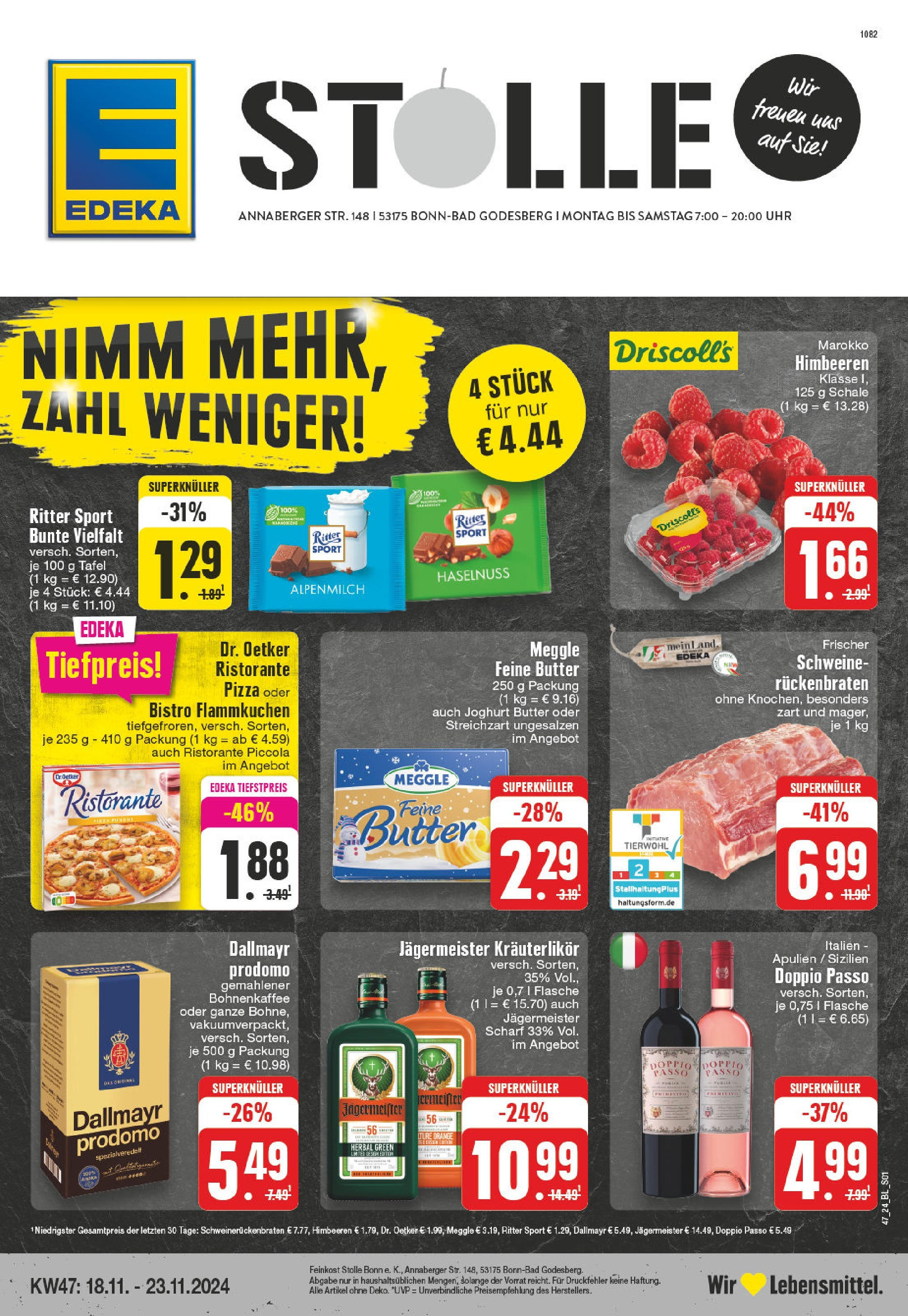 Edeka - EDEKA: Wochenangebote (ab 17.11.2024) » Angebote Online | Seite: 1 | Produkte: Ristorante, Butter, Ritter sport, Doppio Passo