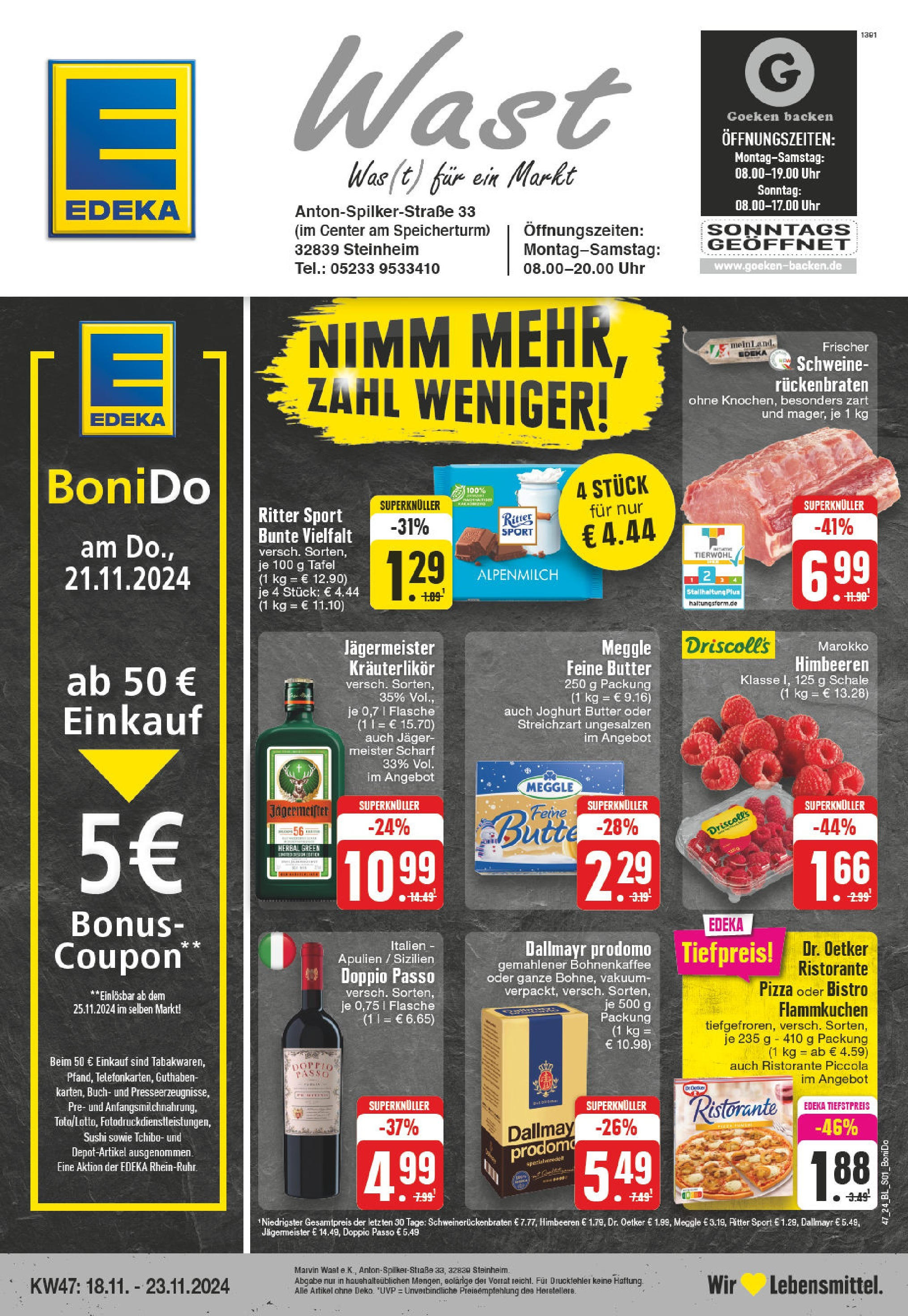 Edeka - EDEKA: Wochenangebote (ab 17.11.2024) » Angebote Online | Seite: 1 | Produkte: Ristorante, Butter, Pizza, Uhr