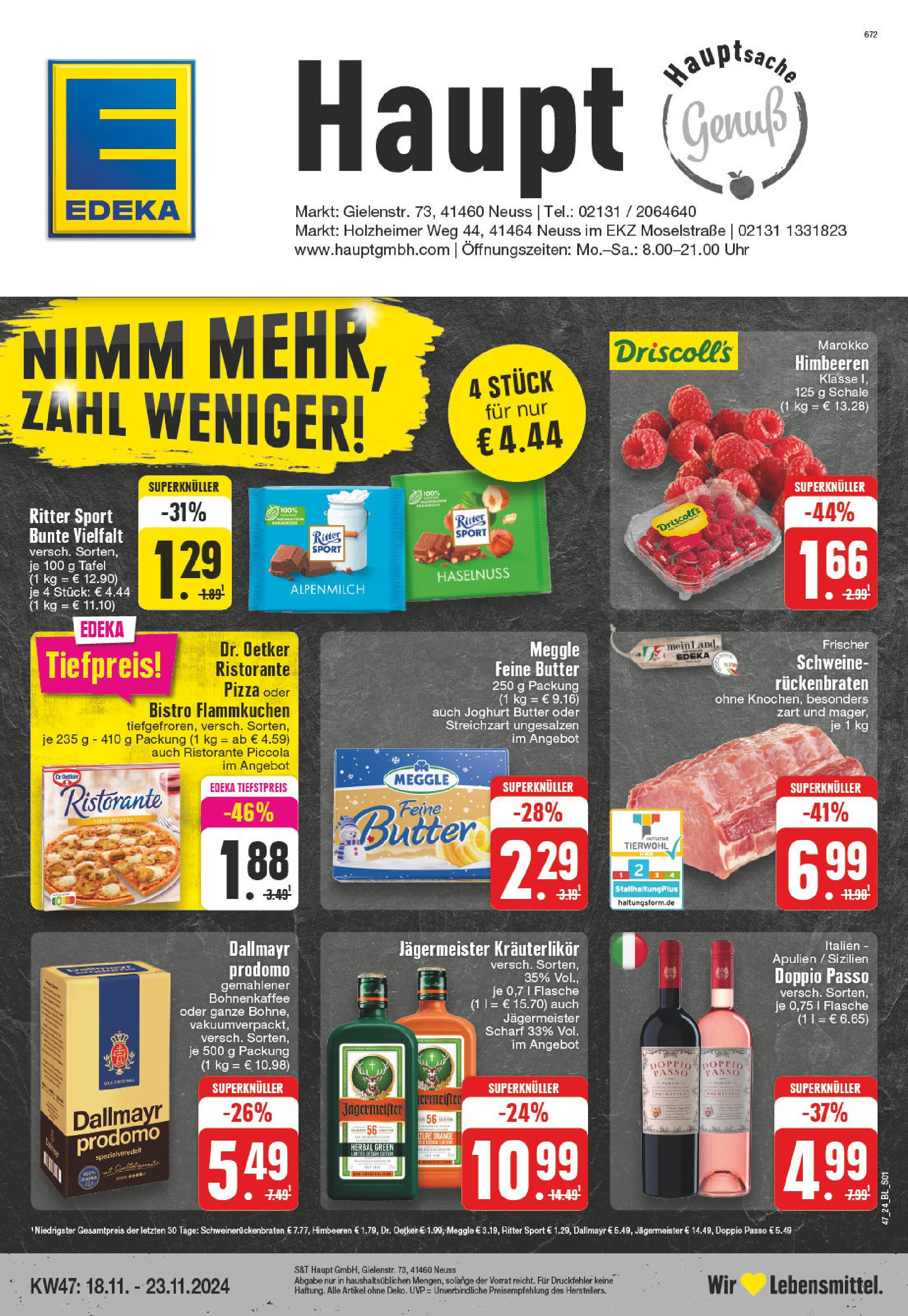 Edeka - EDEKA: Wochenangebote (ab 17.11.2024) » Angebote Online | Seite: 1 | Produkte: Himbeeren, Butter, Ritter sport, Pizza