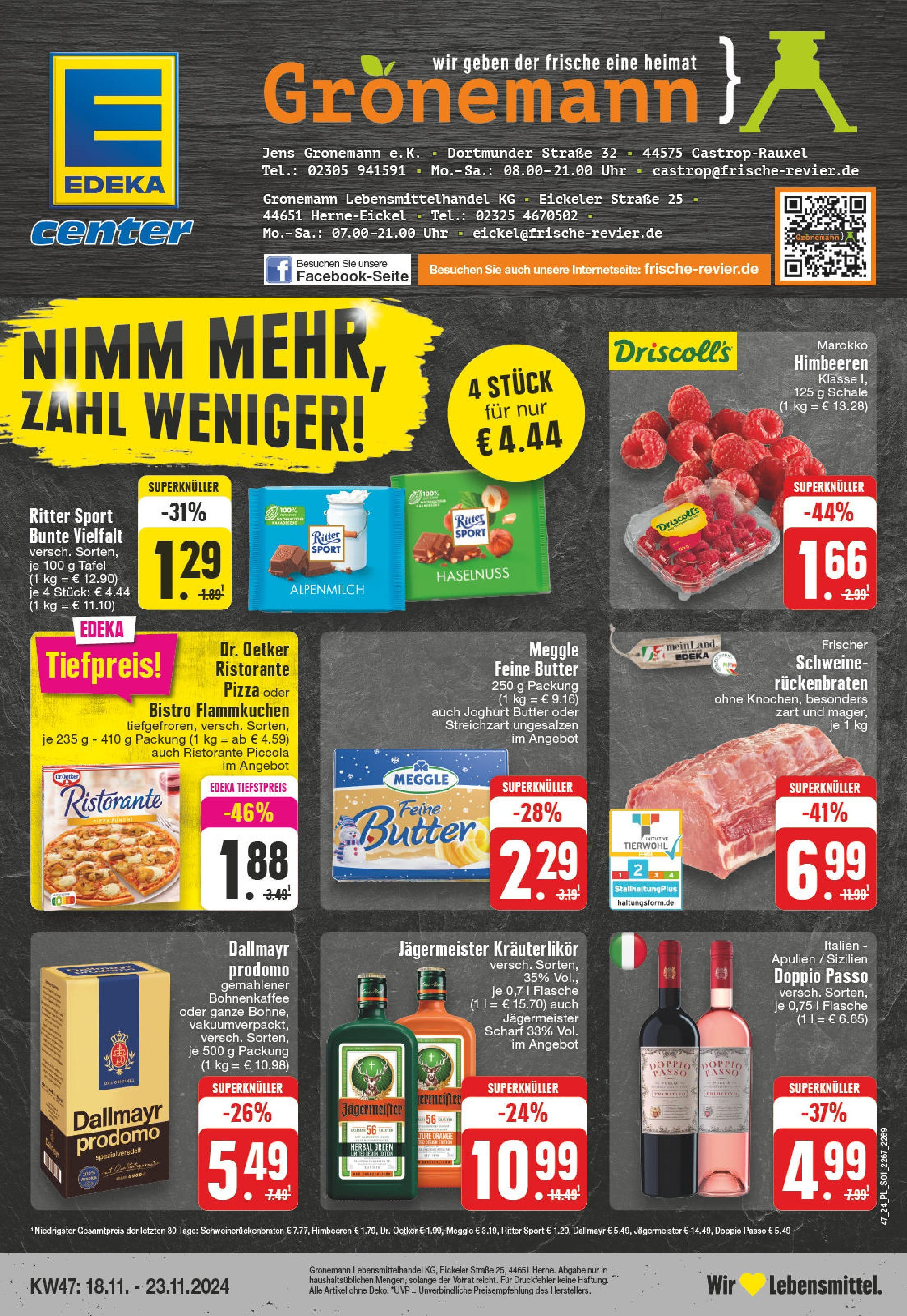 Edeka - EDEKA: Wochenangebote (ab 17.11.2024) » Angebote Online | Seite: 1 | Produkte: Ristorante, Butter, Dallmayr, Jägermeister