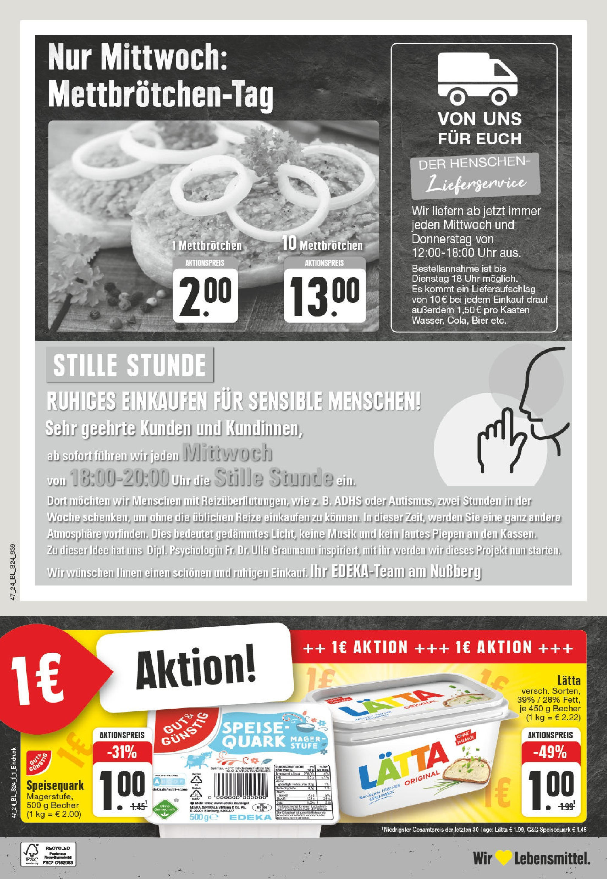 Edeka - EDEKA: Wochenangebote (ab 17.11.2024) » Angebote Online | Seite: 24 | Produkte: String, Bier, Lätta, Uhr