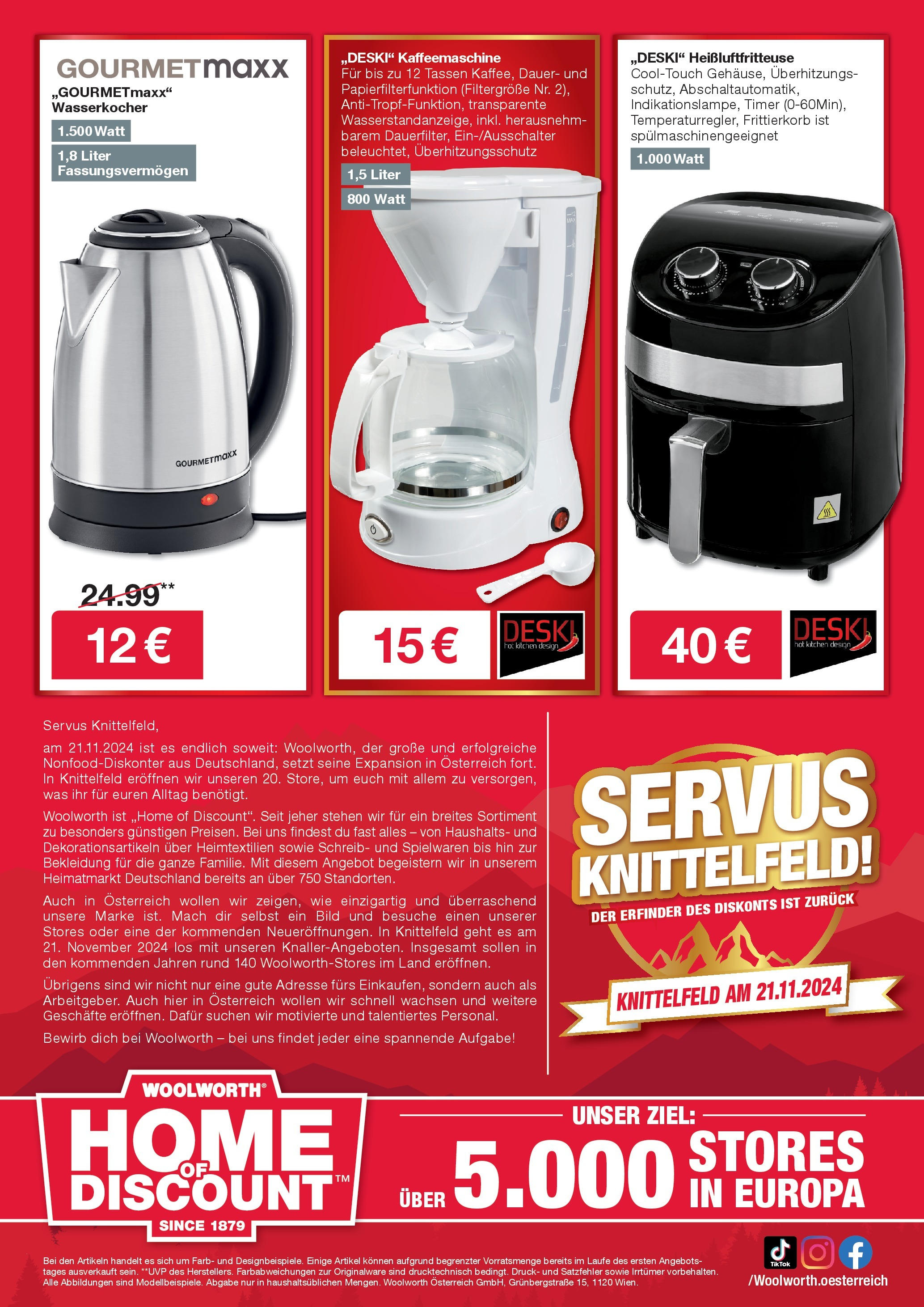 Woolworth Servus Knittelfeld von 16.11.2024 - Aktuelle Angebote | Seite: 12 | Produkte: Bekleidung, Kaffeemaschine, Wasserkocher