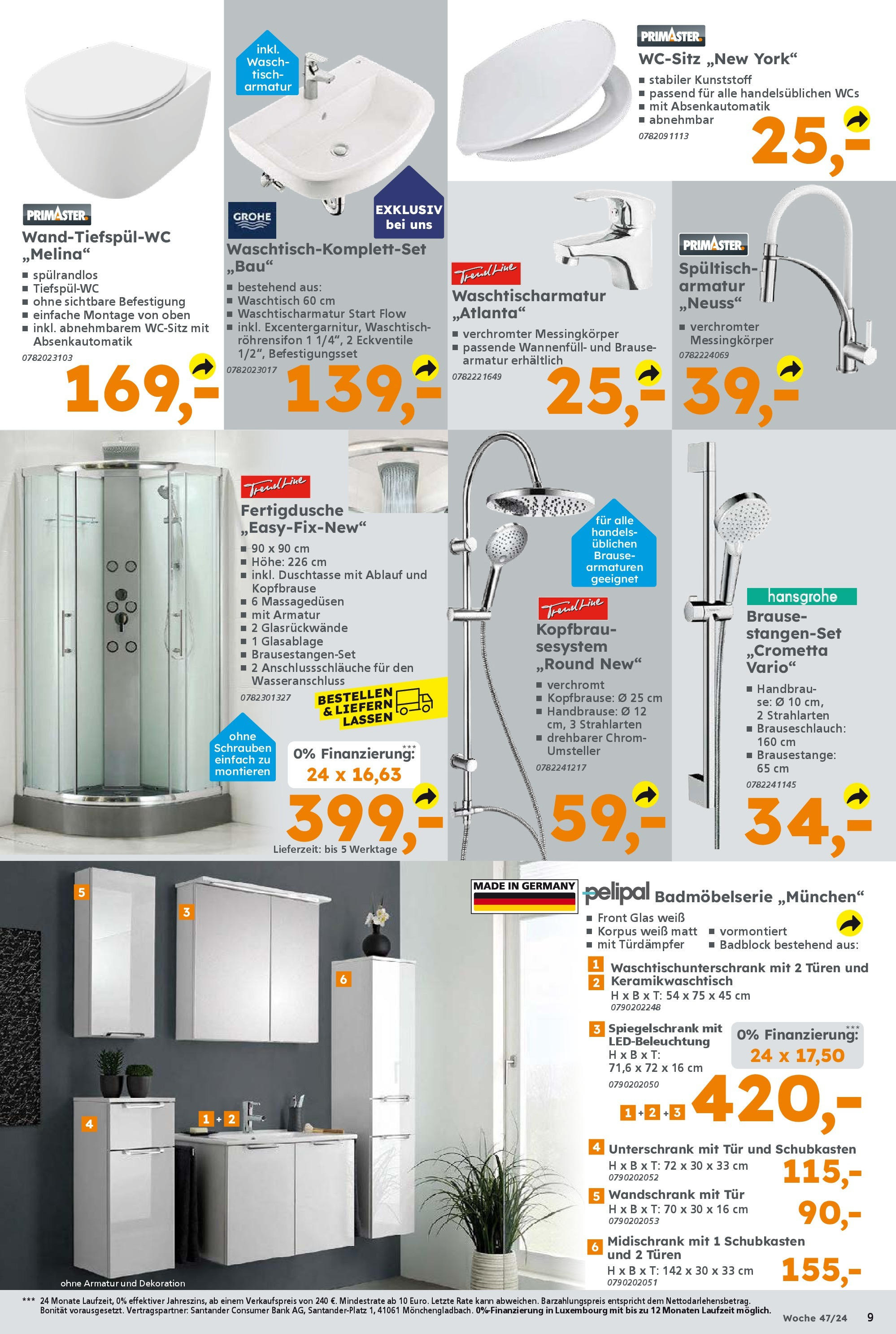 Globus Baumarkt - Ahrensfelde-Lindenberg, Rudolf-Diesel-Straße 6 (ab 18.11.2024) zum Blättern | Seite: 9 | Produkte: Tür, Armatur, Waschtisch, Midischrank