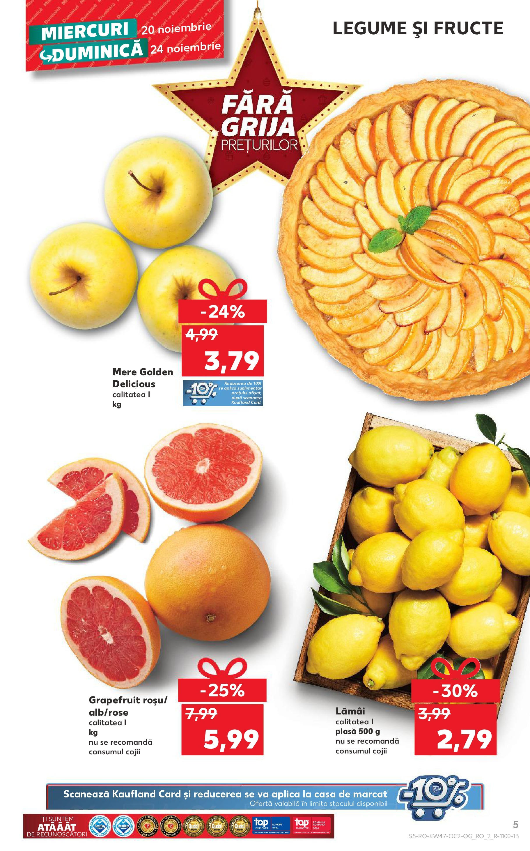 Catalog Kaufland - Ploieşti 20.11.2024 - Revista si Oferta | Pagină: 5 | Produse: Mere, Legume, Fructe