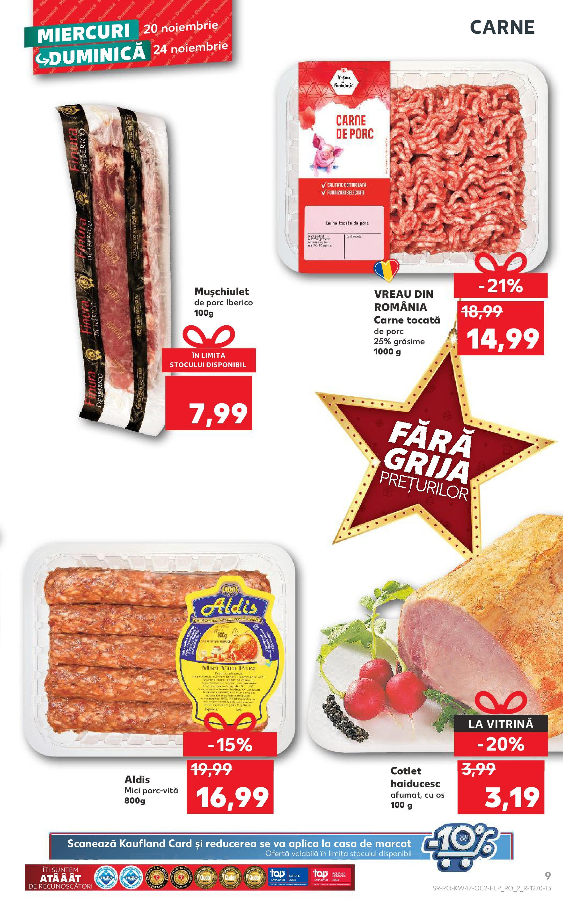 Catalog Kaufland - Sibiu 20.11.2024 - Revista si Oferta | Pagină: 9 | Produse: Vitrină, Mici, Carne De Porc, Carne tocată