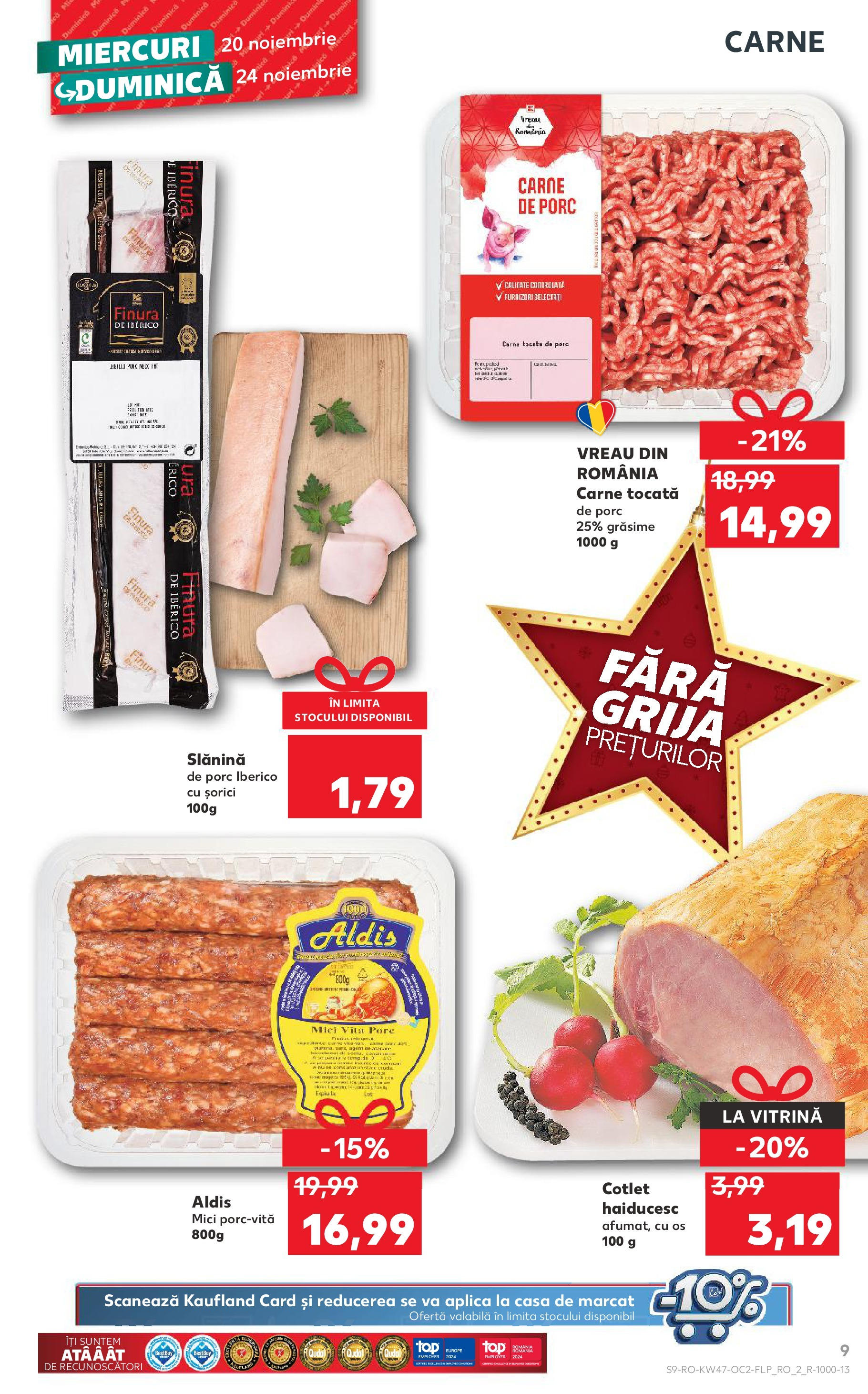 Catalog Kaufland CRĂCIUN de la 20.11.2024 | Pagină: 9 | Produse: Vitrină, Mici, Carne De Porc, Carne tocată