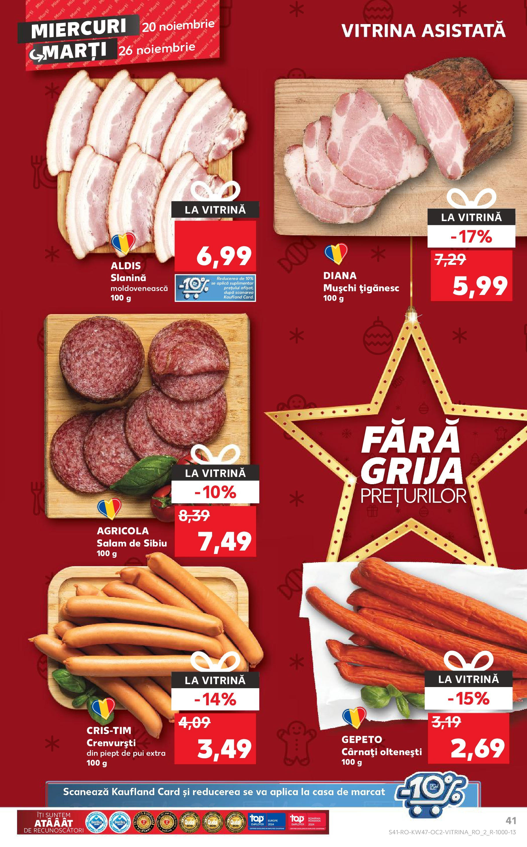 Catalog Kaufland CRĂCIUN de la 20.11.2024 | Pagină: 41 | Produse: Vitrină, Crenvurști, Salam, Cârnați