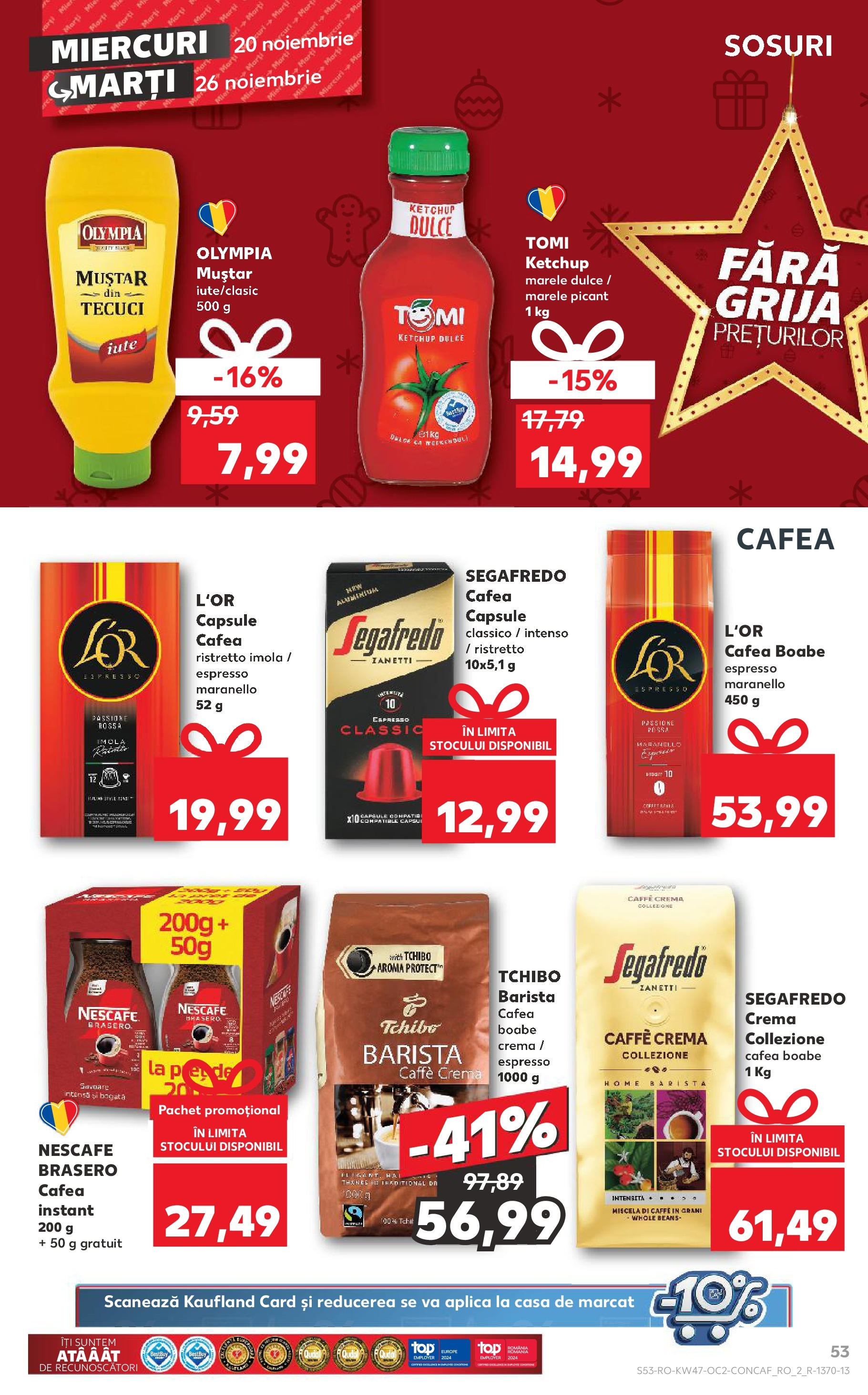 Catalog Kaufland - Bistriţa 20.11.2024 - Revista si Oferta | Pagină: 53 | Produse: Cremă, Cafea, Muștar, Ketchup