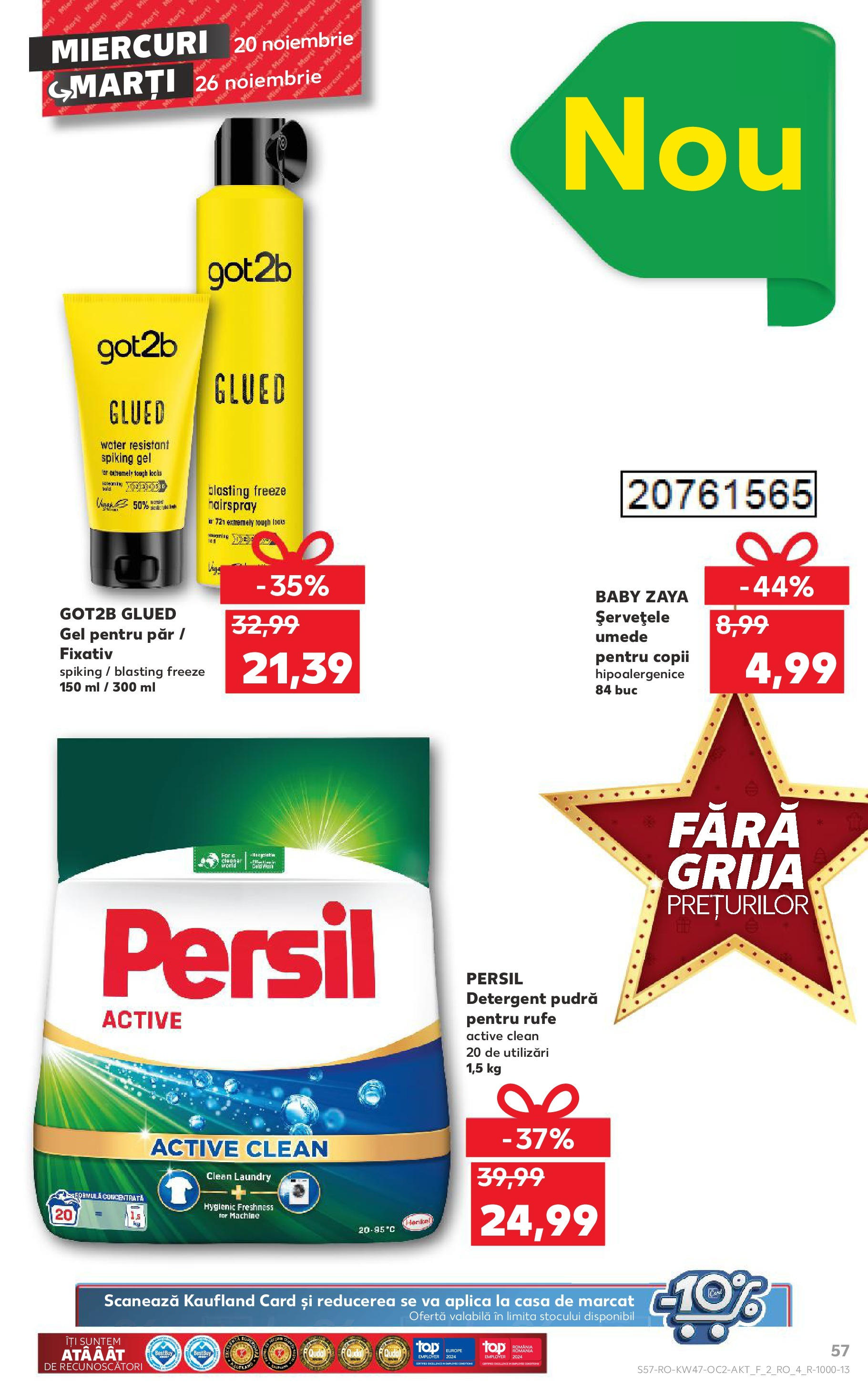 Catalog Kaufland CRĂCIUN de la 20.11.2024 | Pagină: 57 | Produse: Pudră, Detergent, Gel pentru păr