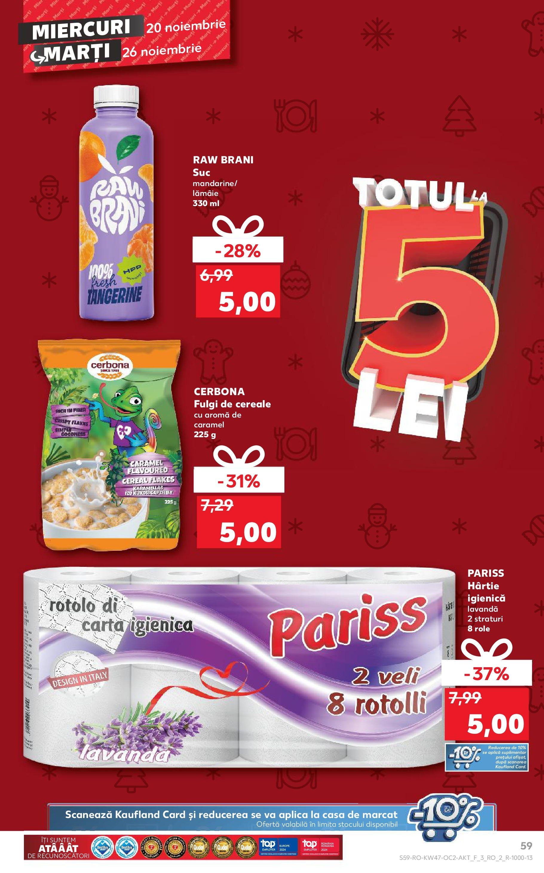 Catalog Kaufland CRĂCIUN de la 20.11.2024 | Pagină: 59 | Produse: Role, Cereale, Fulgi, Lămâie