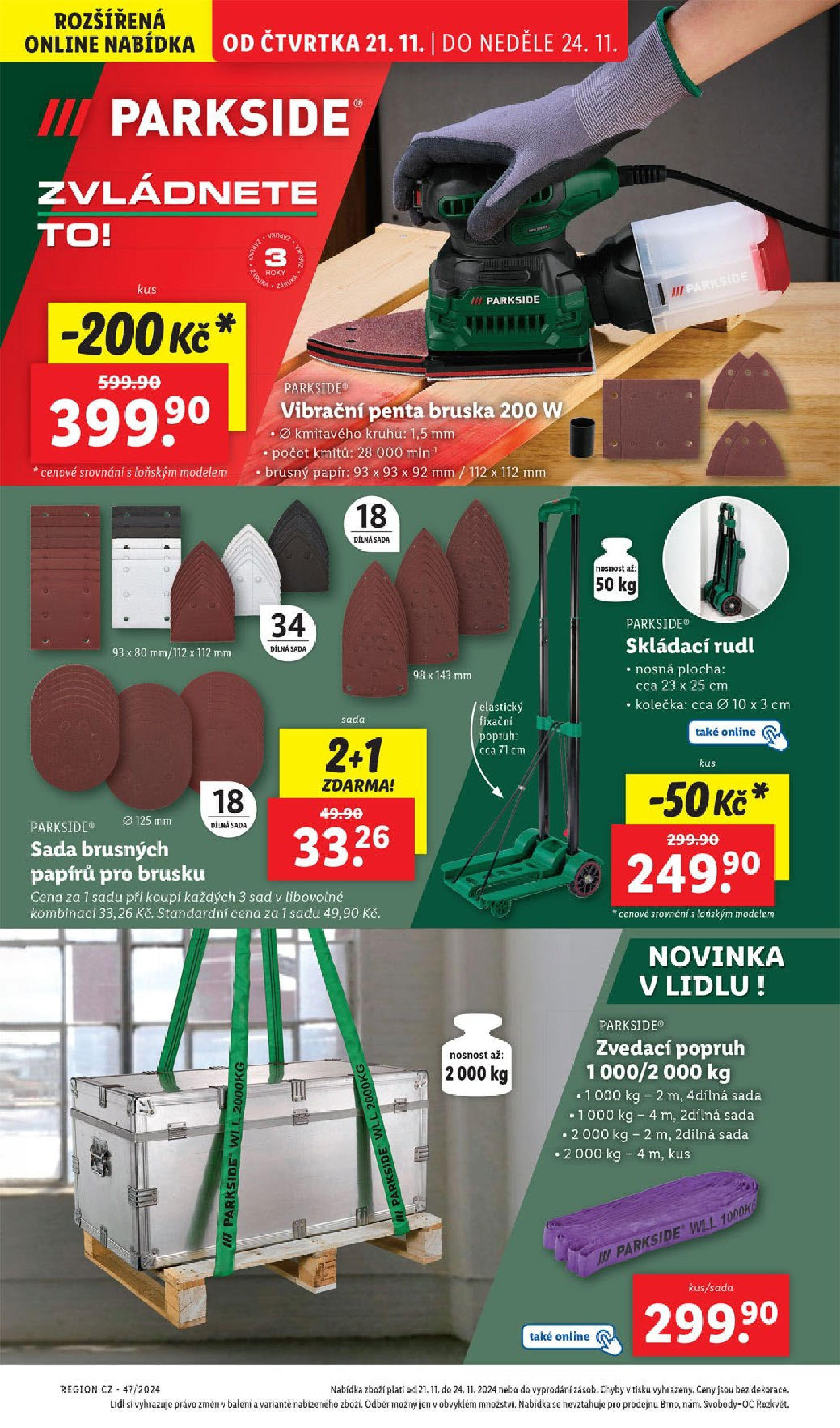 Lidl leták od 21.11.2024 - Nový akční leták | Strana: 48 | Produkty: Parkside, Bruska, Skládací rudl, Rudl