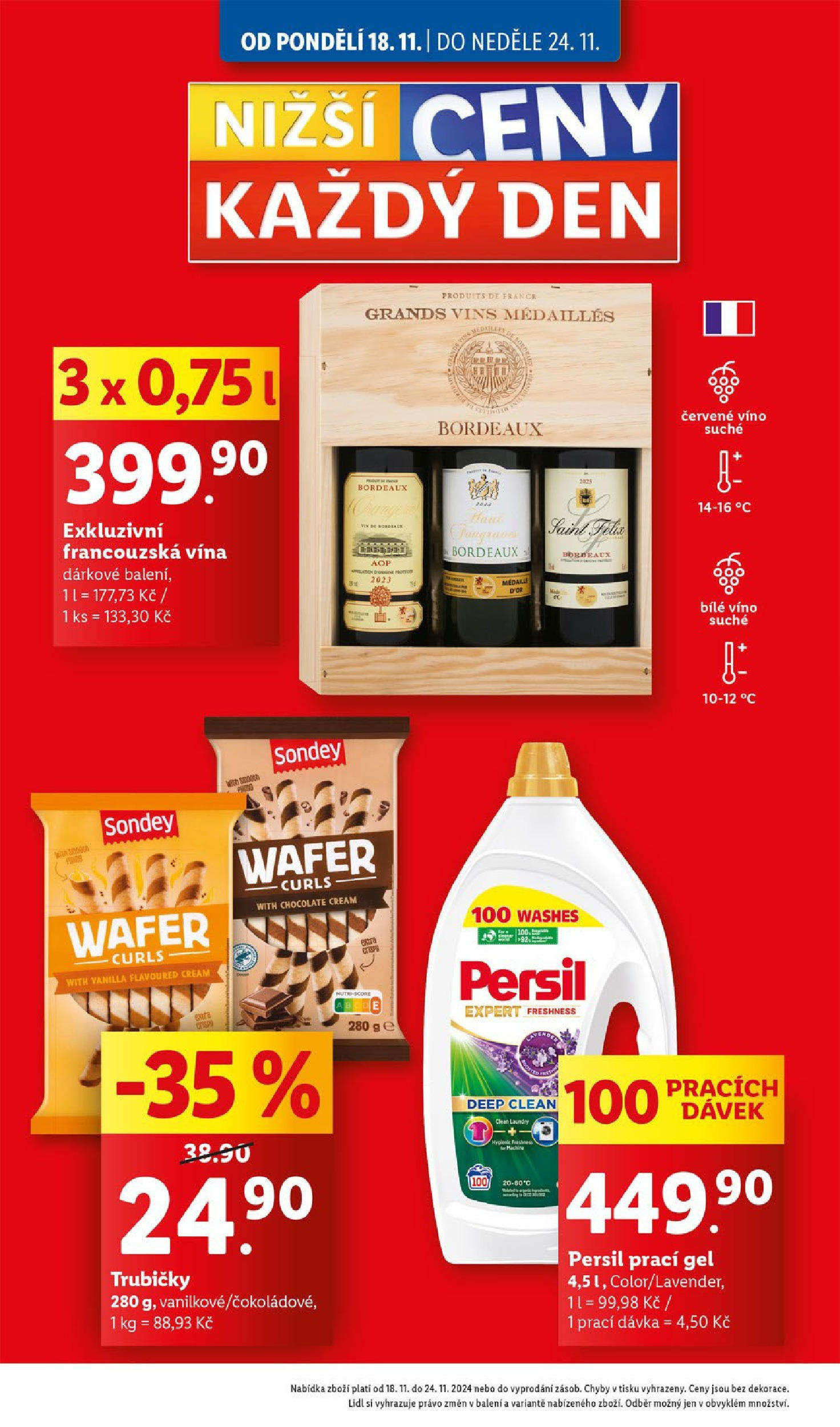 Lidl leták od 18.11.2024 - Nový akční leták | Strana: 2 | Produkty: Felix, Bílé víno, Prací gel, Víno