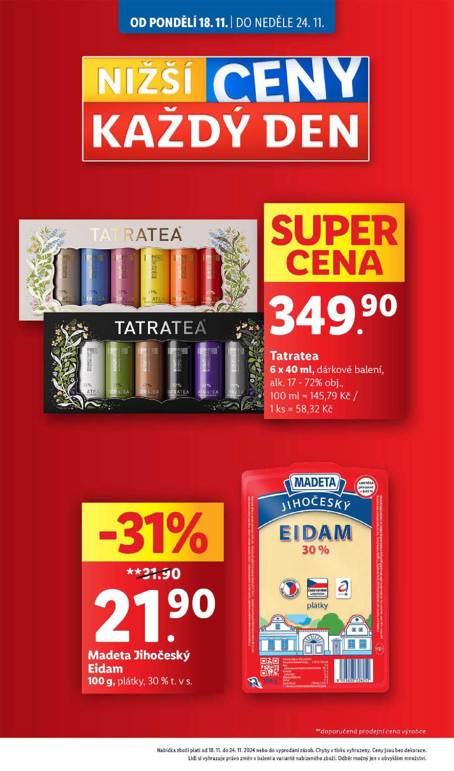 Lidl leták od 18.11.2024 - Nový akční leták | Strana: 6 | Produkty: Eidam, Tatratea