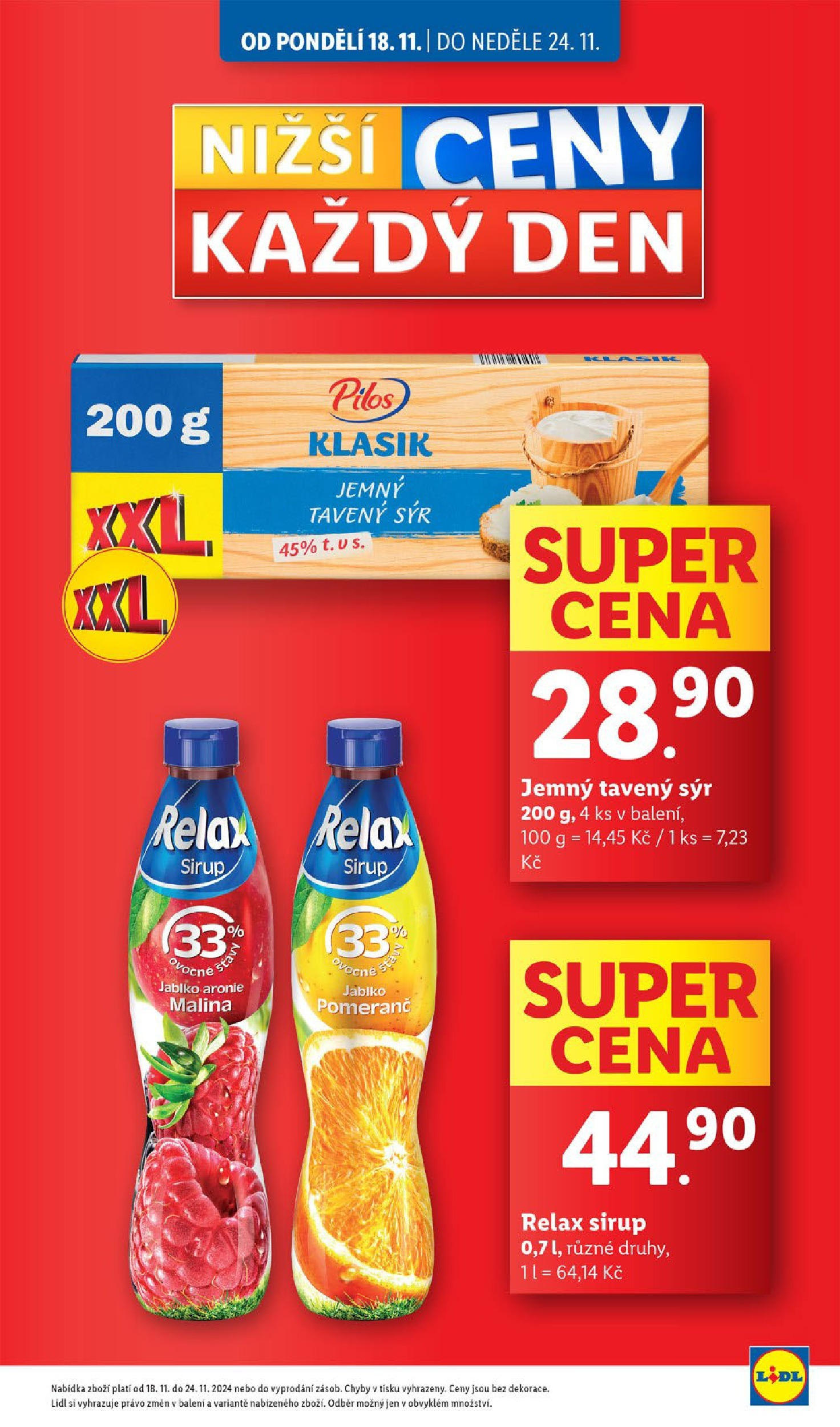 Lidl leták od 18.11.2024 - Nový akční leták | Strana: 7 | Produkty: Tavený sýr, Sýr, Sirup