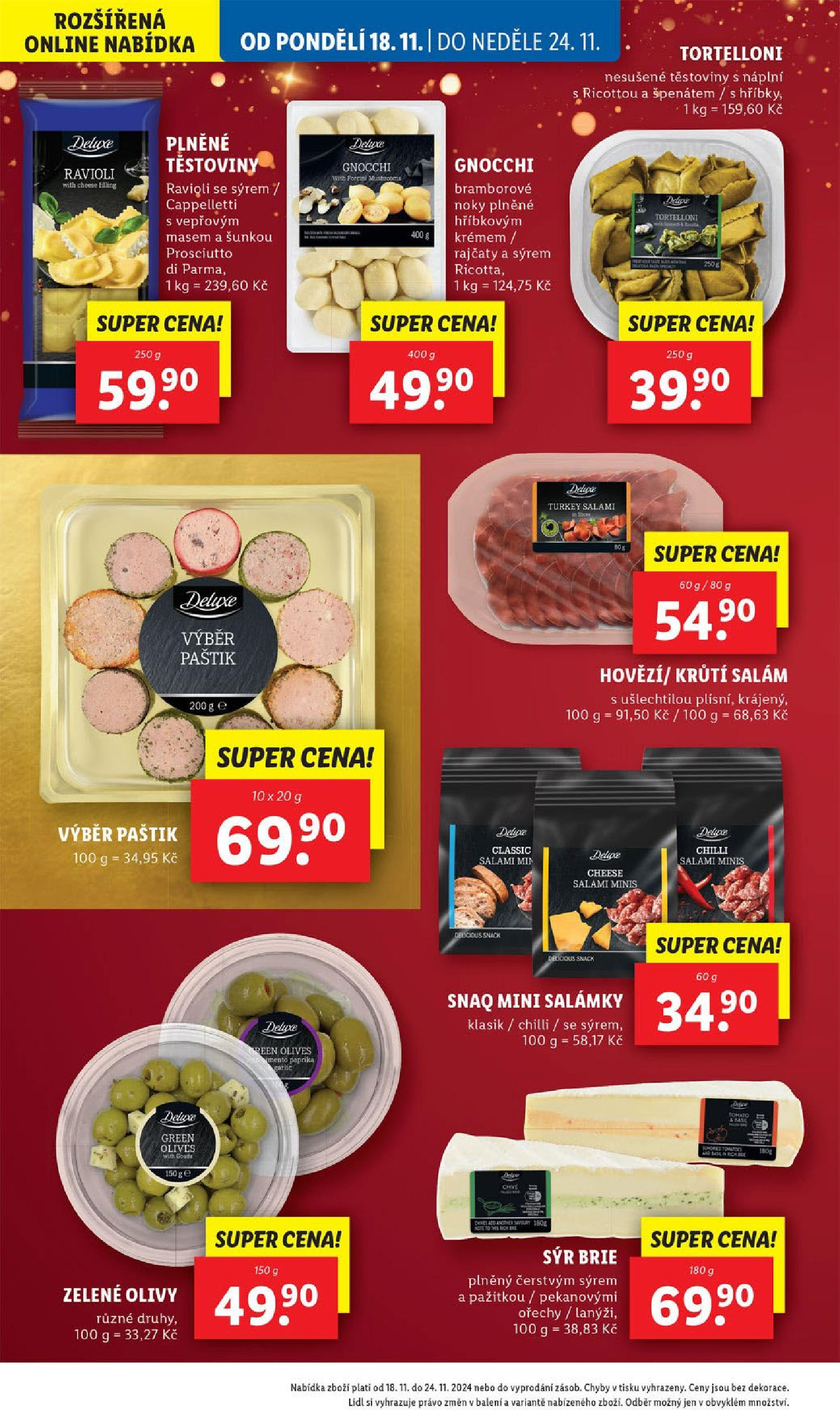 Lidl leták od 18.11.2024 - Nový akční leták | Strana: 26 | Produkty: Deluxe, Brie, Ravioli, Gnocchi