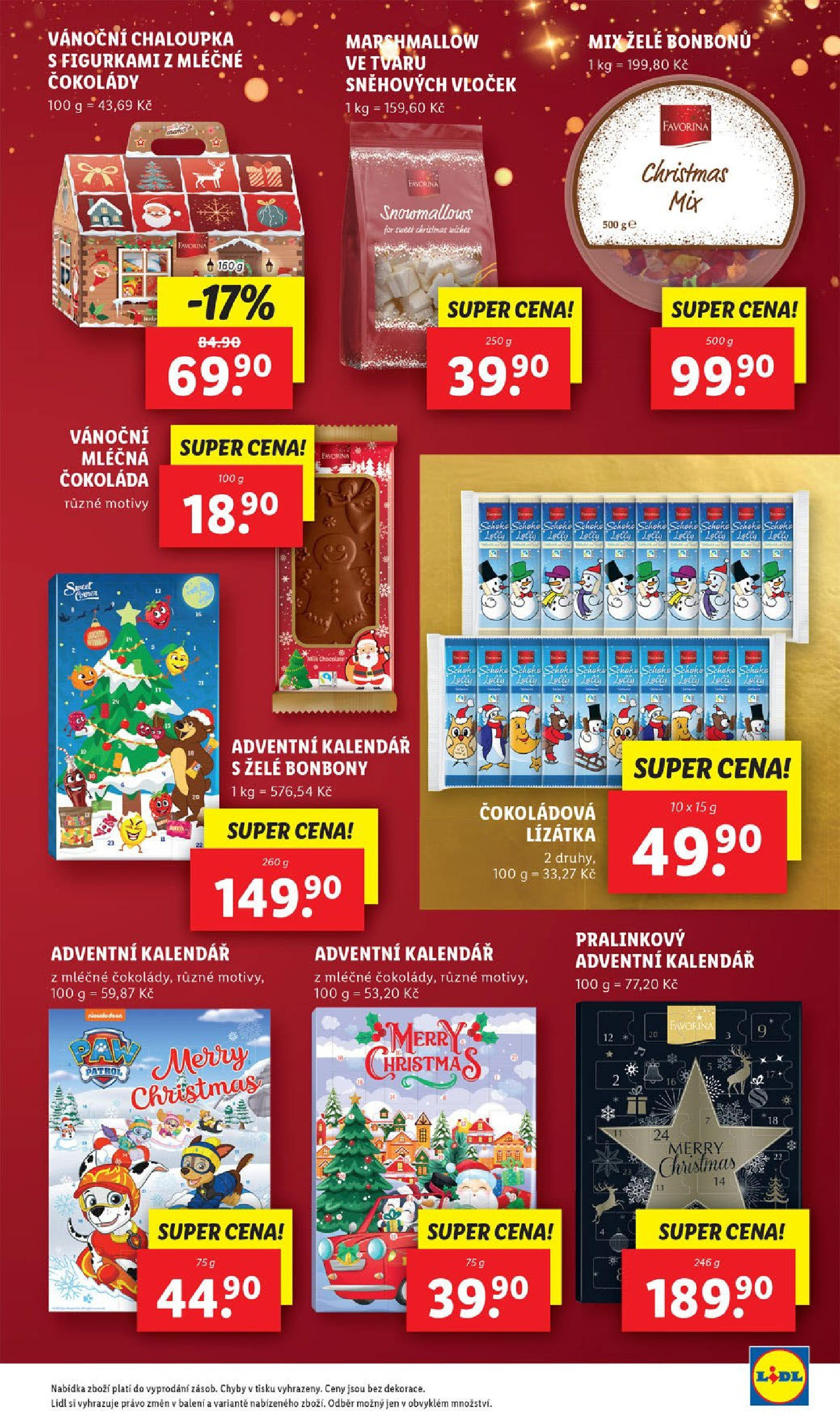 Lidl leták od 18.11.2024 - Nový akční leták | Strana: 33 | Produkty: Čokoláda, Bonbóny, Kalendář, Milk chocolate