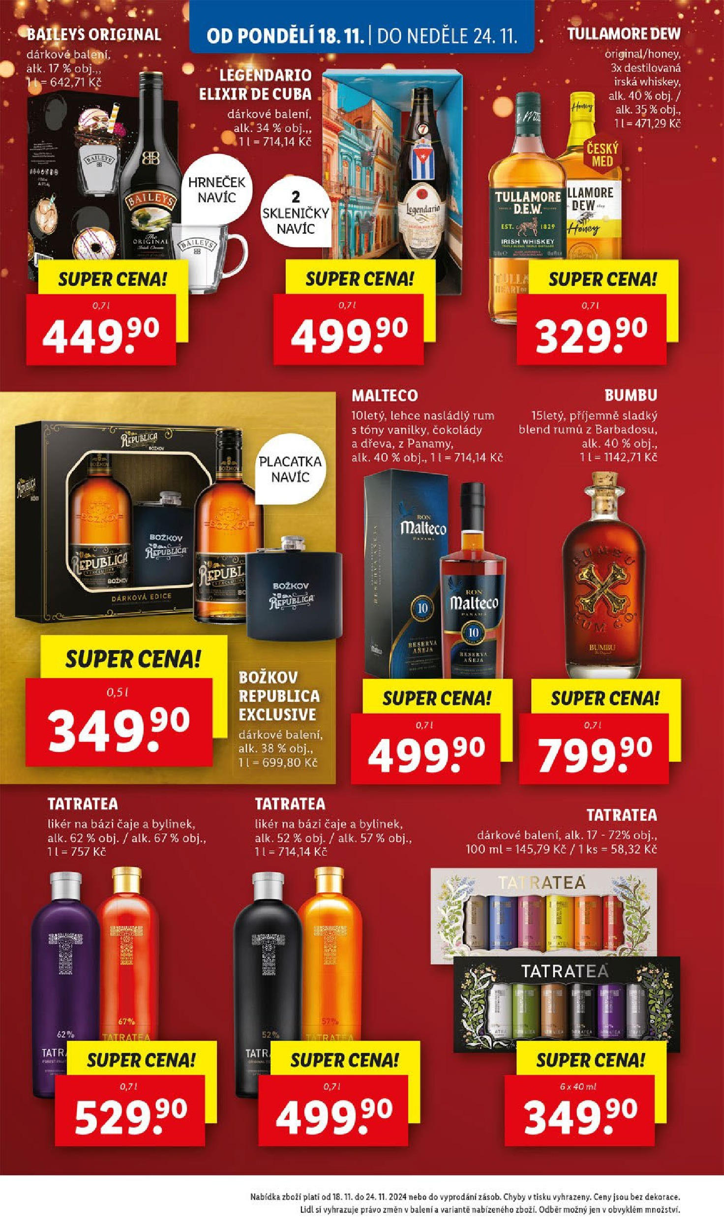 Lidl leták od 18.11.2024 - Nový akční leták | Strana: 34 | Produkty: Likér, Republica, Božkov, Legendario