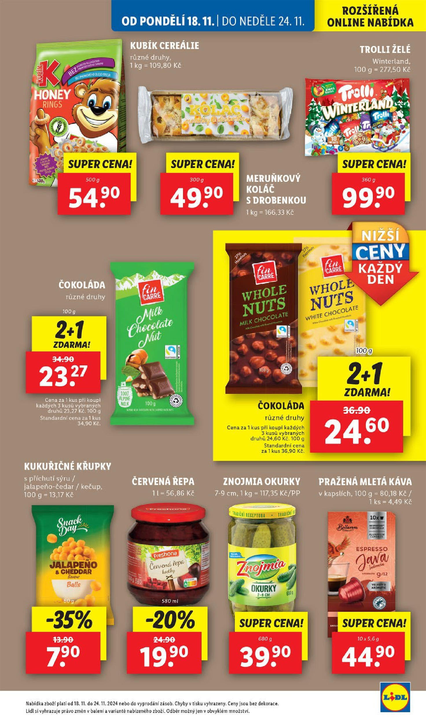 Lidl leták od 18.11.2024 - Nový akční leták | Strana: 37 | Produkty: Kostky, Cheddar, Mletá káva, Milk chocolate