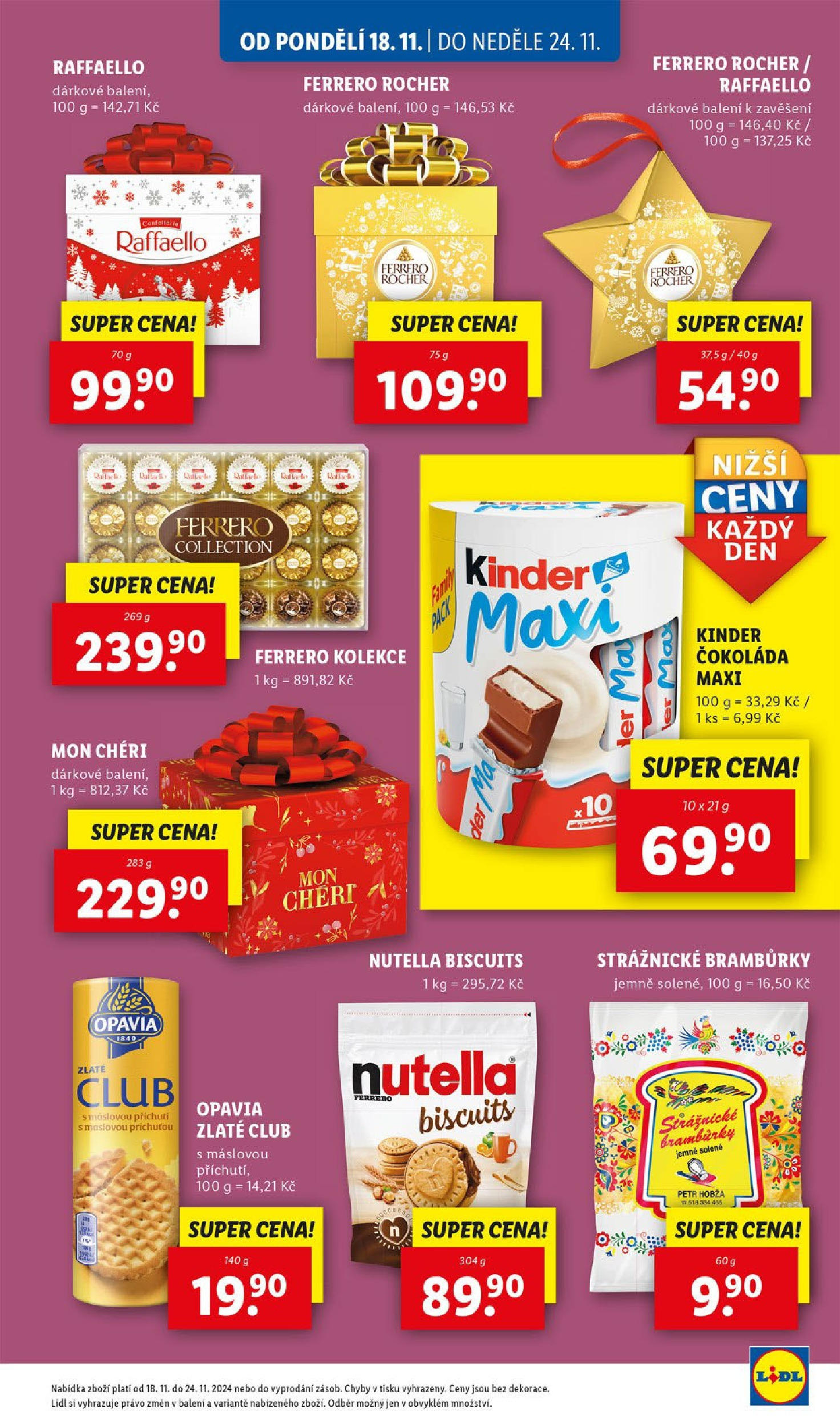 Lidl leták od 18.11.2024 - Nový akční leták | Strana: 39 | Produkty: Mon Chéri, Čokoláda, Bramburky, Nutella