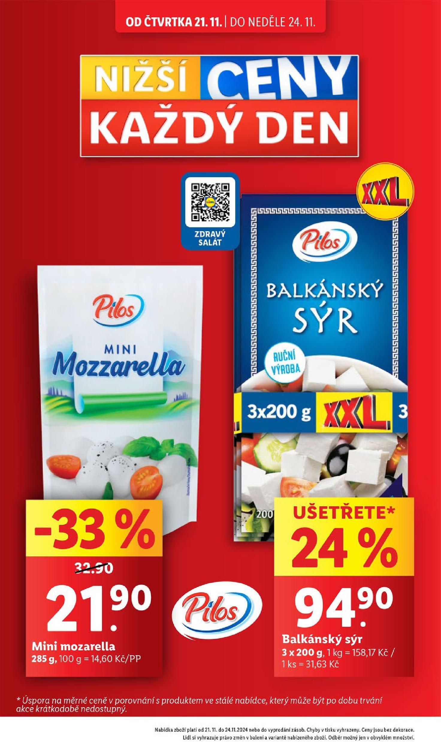 Lidl leták od 21.11.2024 - Nový akční leták | Strana: 4 | Produkty: Mozarella, Balkánský sýr, Salát, Mozzarella