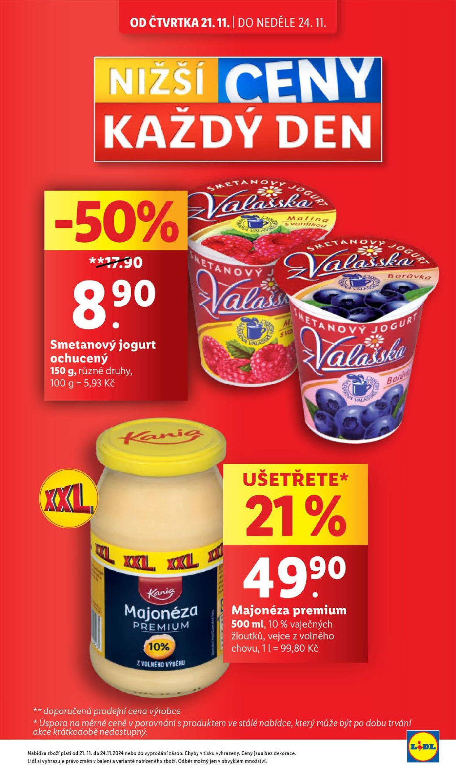 Lidl leták od 21.11.2024 - Nový akční leták | Strana: 5 | Produkty: Smetanový jogurt, Jogurt, Vejce, Majonéza