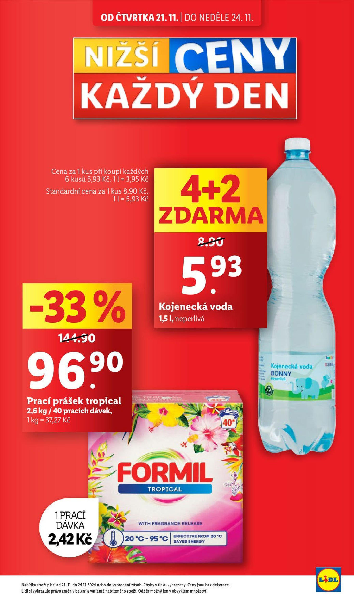 Lidl leták od 21.11.2024 - Nový akční leták | Strana: 9 | Produkty: Kojenecká voda, Voda, Prací Prášek